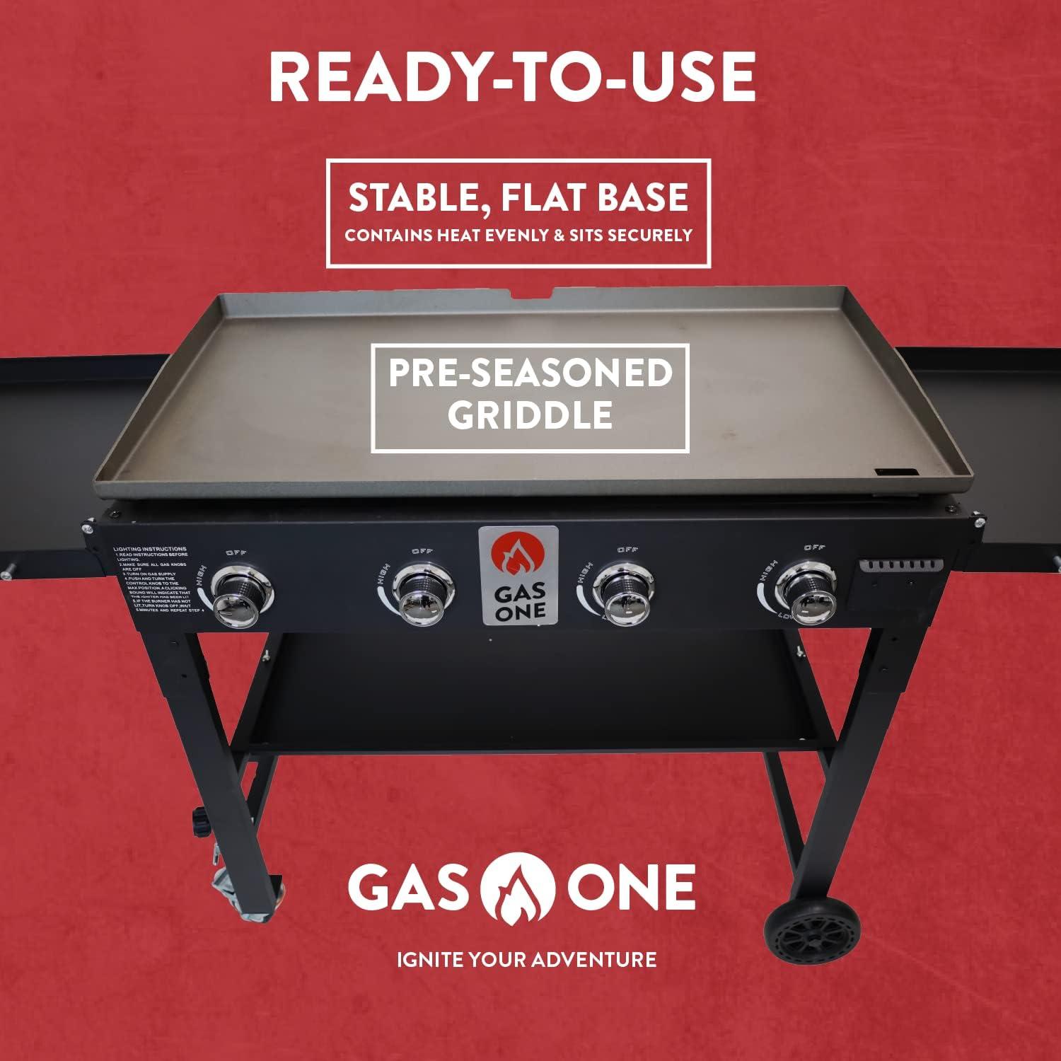 Flat Top Portable Propane Grill 36 in. with Foldable Legs in Black