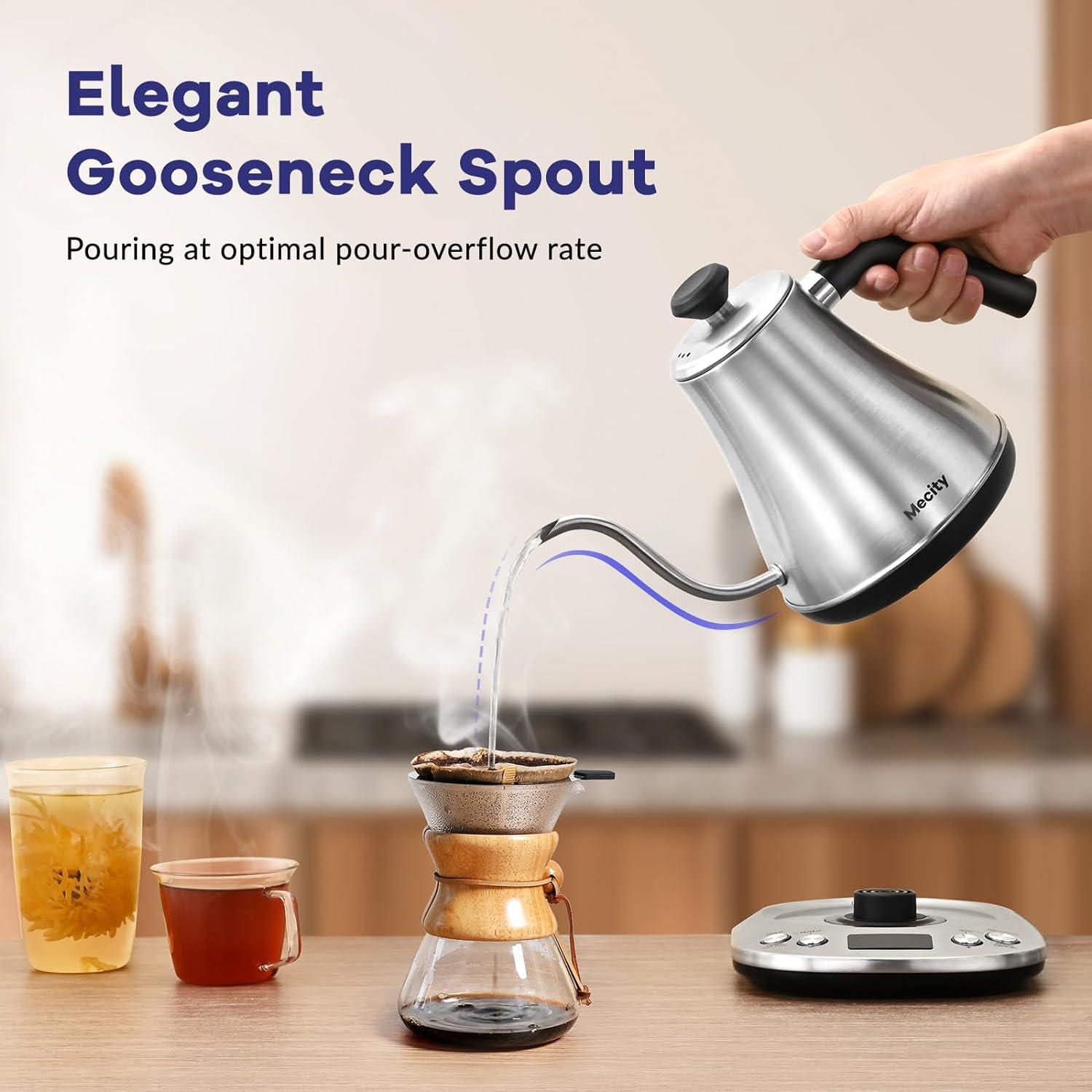 Stainless Steel Digital Gooseneck Kettle with LCD Display, 0.8L