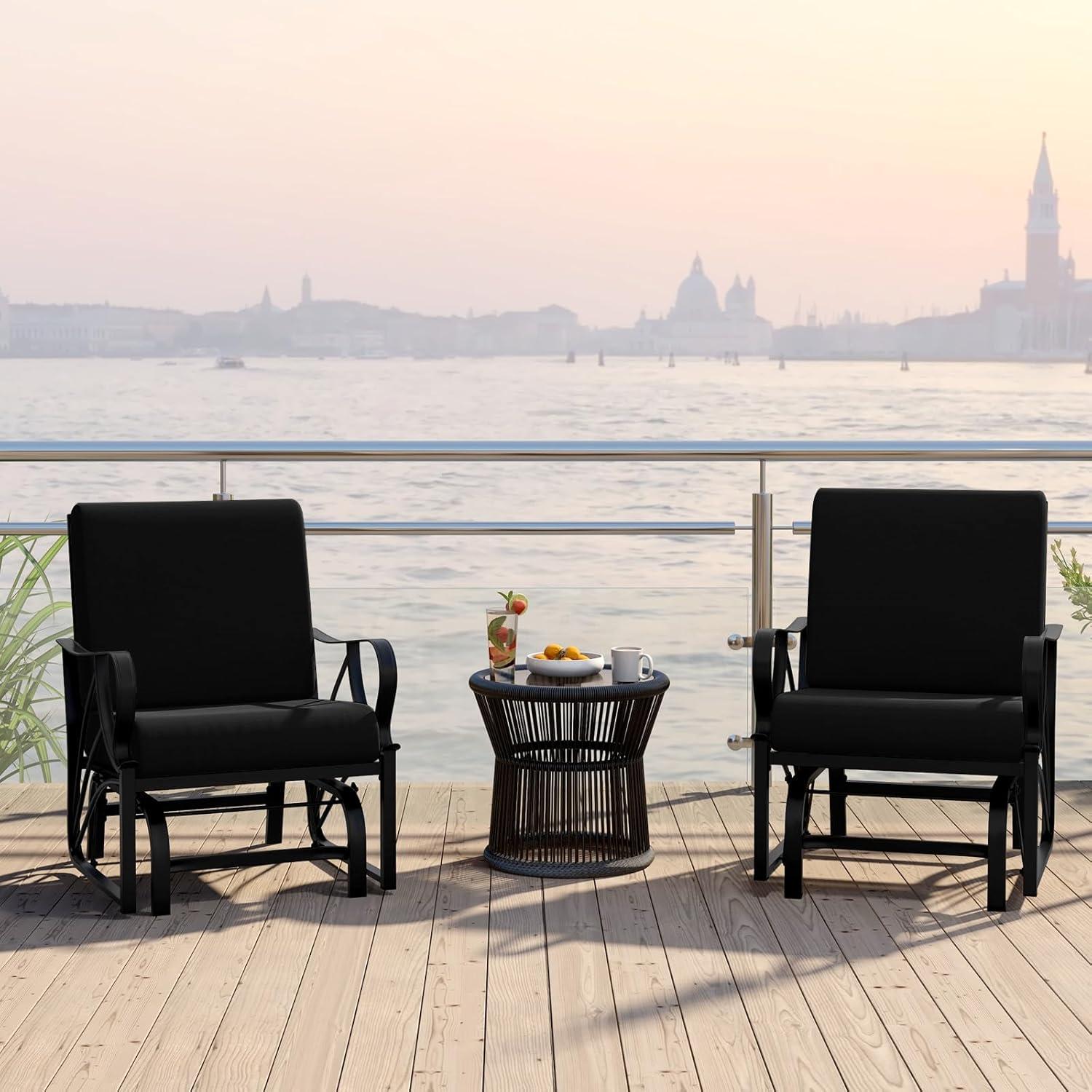 Tangkula Patio Glider Chair Outdoor Metal Glider w/ Seat & Back Cushions Backyard Poolside