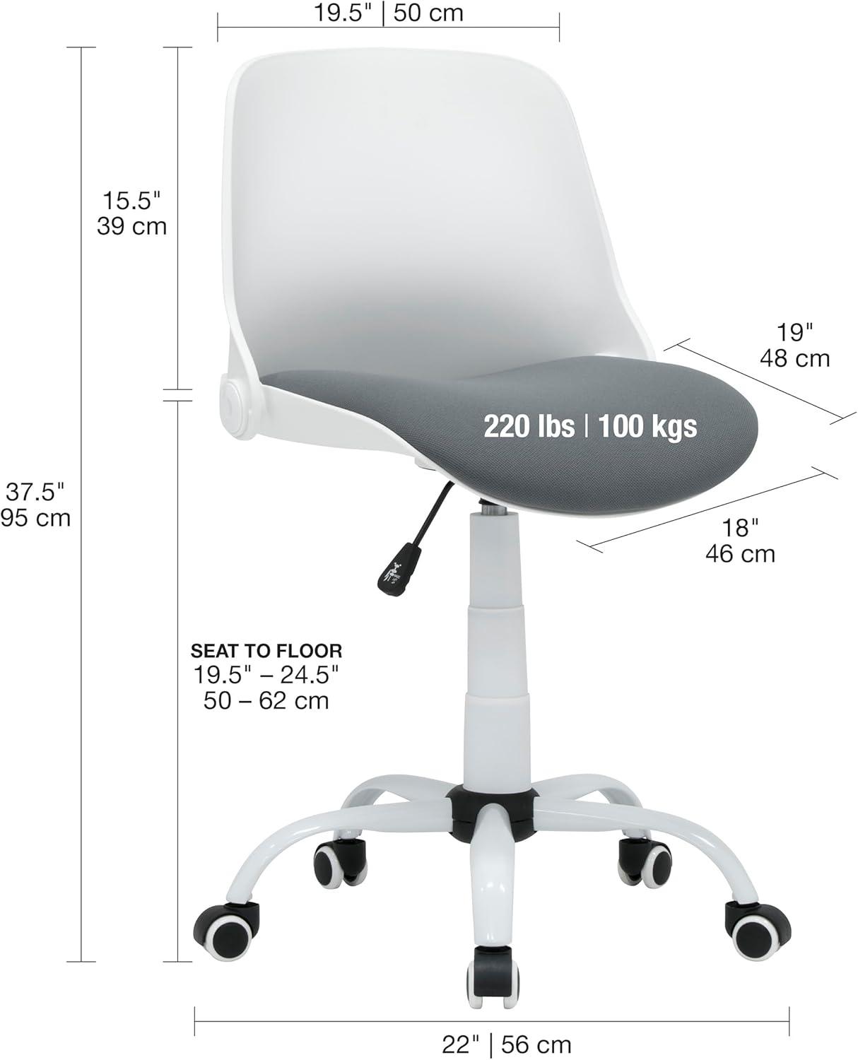 Ergonomic White and Gray Fabric Swivel Task Chair