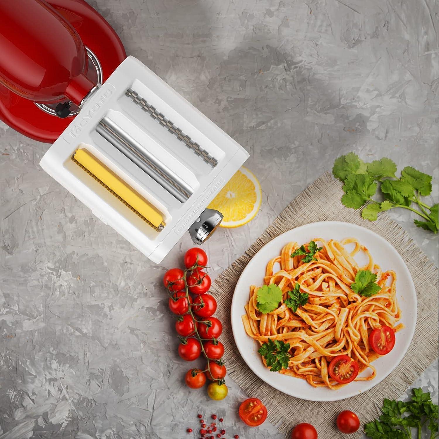 White Stainless Steel 3-in-1 Pasta Maker Attachment for KitchenAid