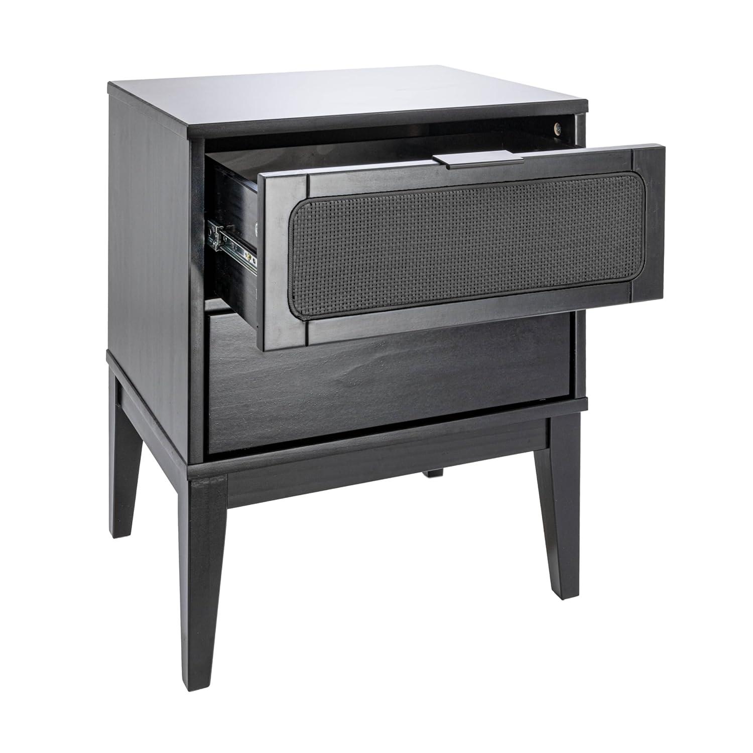 Storied Home Crawford Nightstand: Modern Bohemian Style, Solid Wood, Square Shape, 24" High