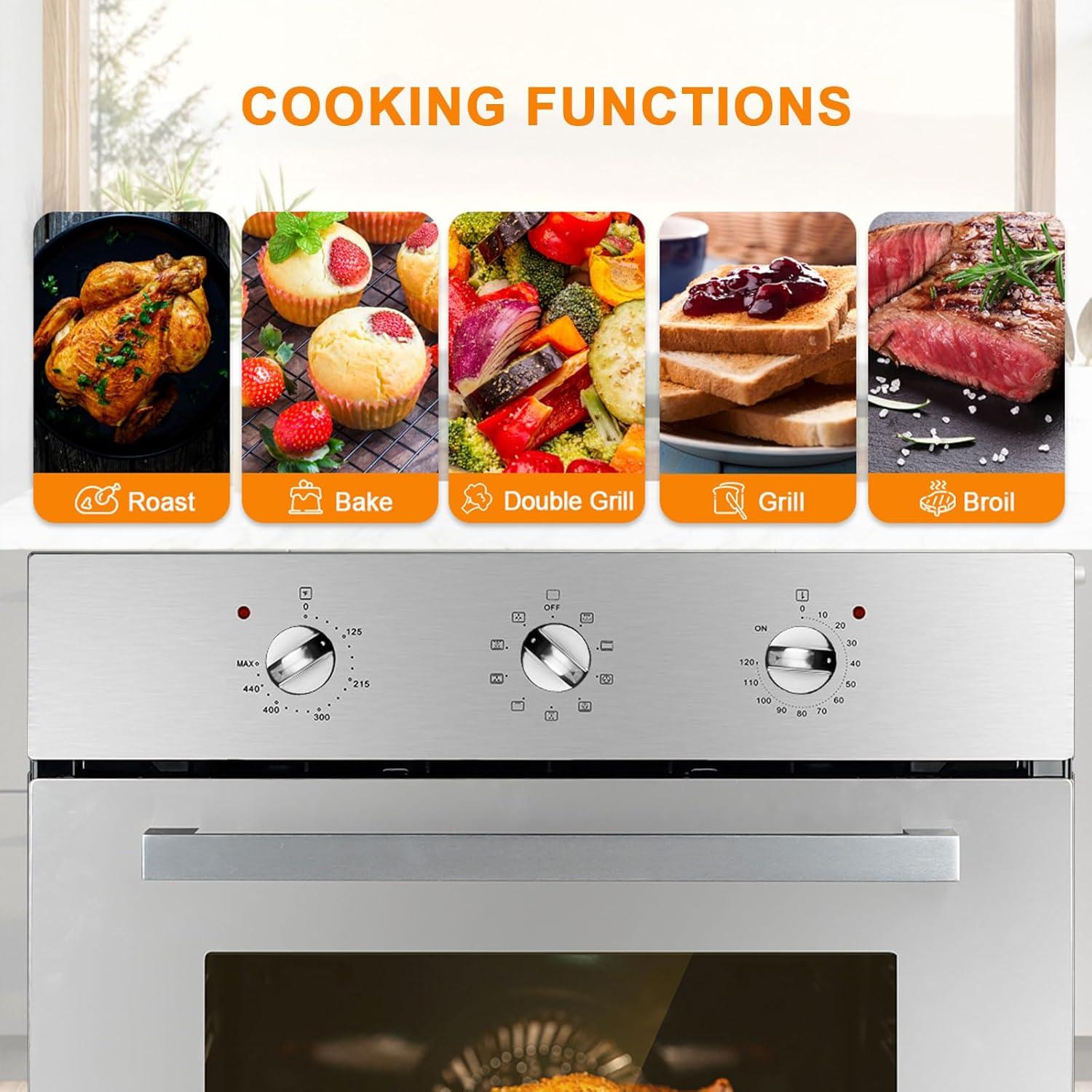 GASLAND 24" 2.3 cu. ft. Electric Single Wall Oven With 6 Cooking Functions ES606MS