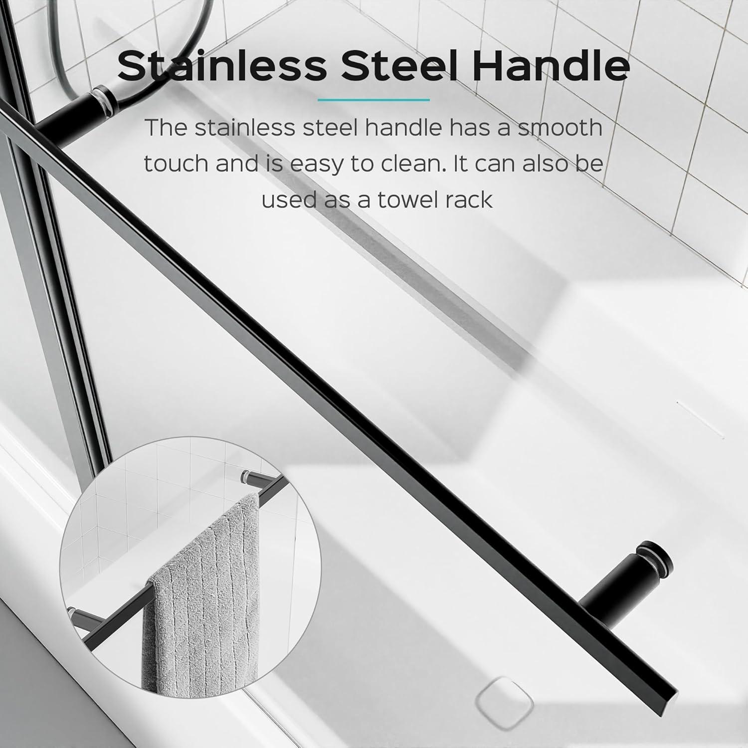 LILI 31"W x 55"H Frameless Folding Pivot Shower Tub Door Reversible Installation LI55675LL
