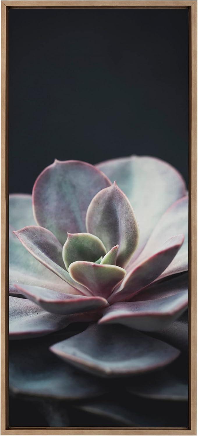 Lavender Succulent Print on Canvas with Gold Frame