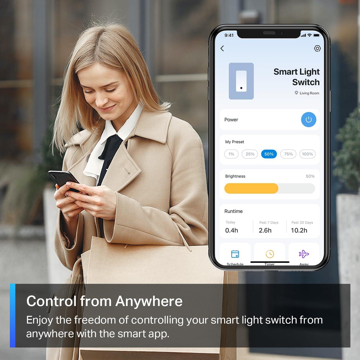 TP-Link Tapo Matter Smart Dimmer Switch, Single Pole, Neutral Wiring & 2.4 GHz WiFi Required, Compatible with Alexa, Siri, Google Home, Bixby, UL Certified Light Switch, (4-Pack)