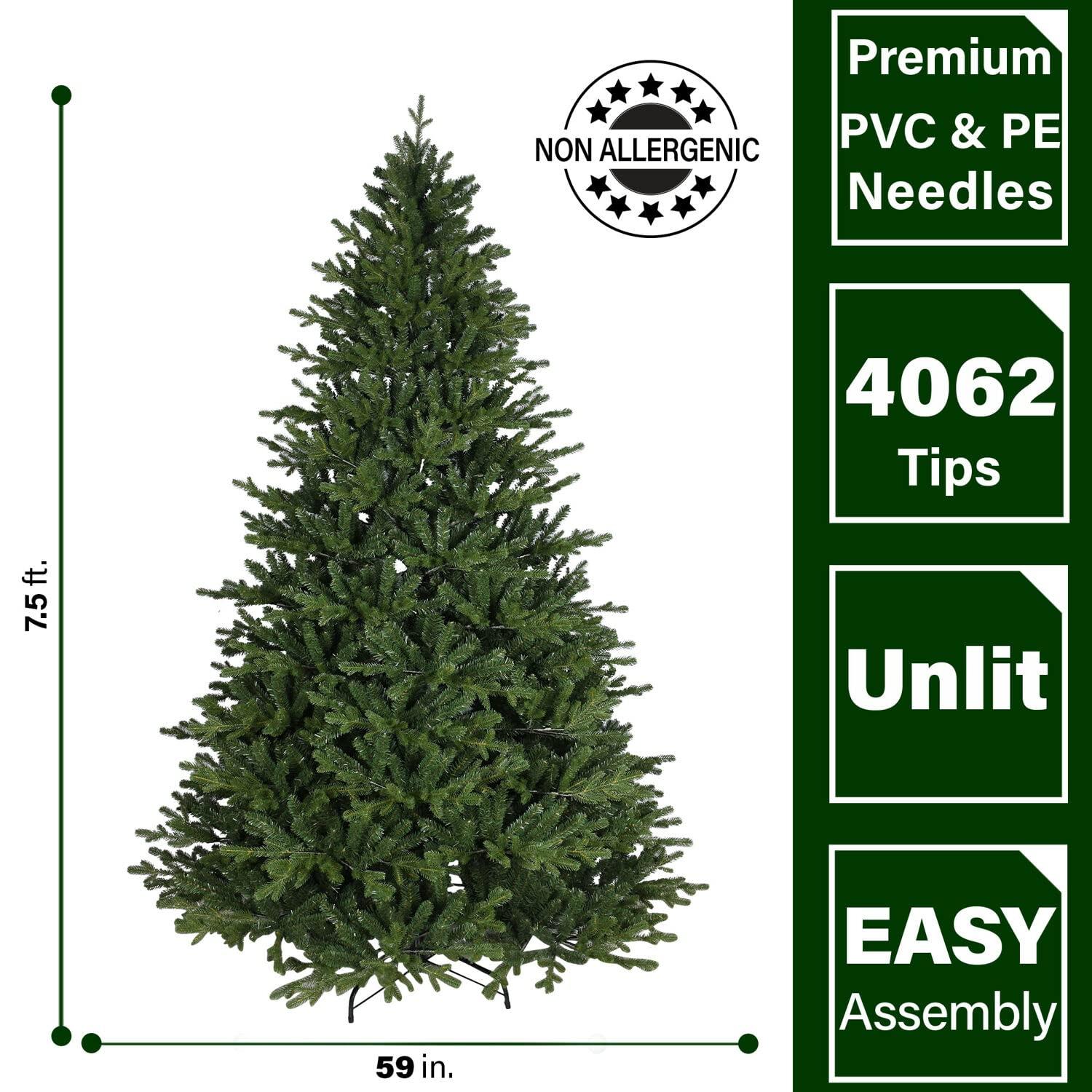 Fraser Hill Farm Fraser Hill Farm Unlit Traditional Oregon Pine Artificial Christmas Tree