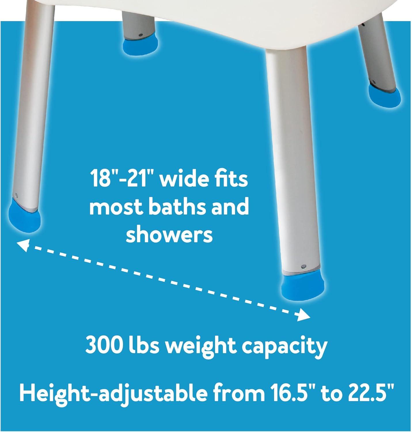 Adjustable White Plastic Bath and Shower Seat with Handles