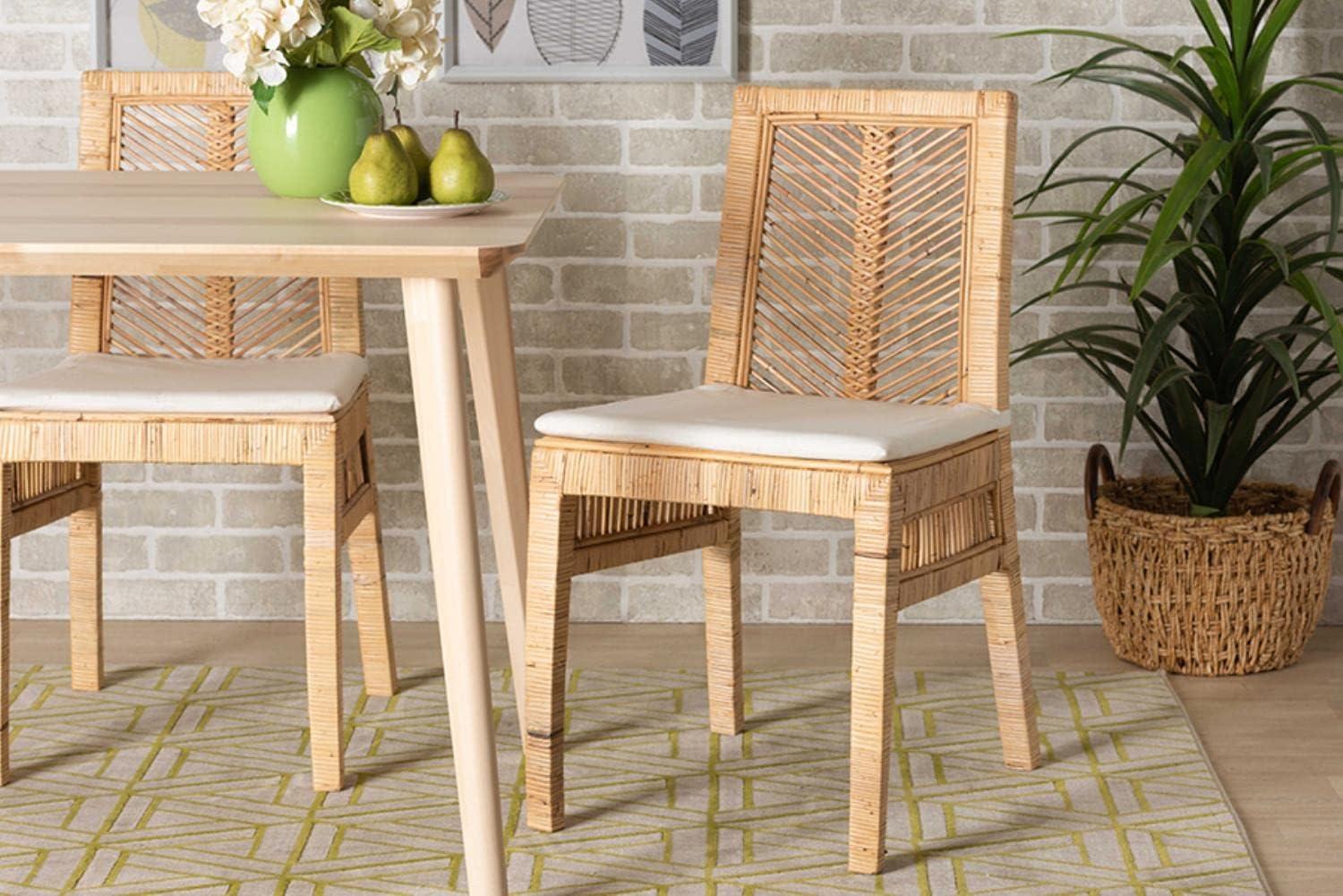 Bohemian Paradise Natural Brown Rattan Dining Chair Set