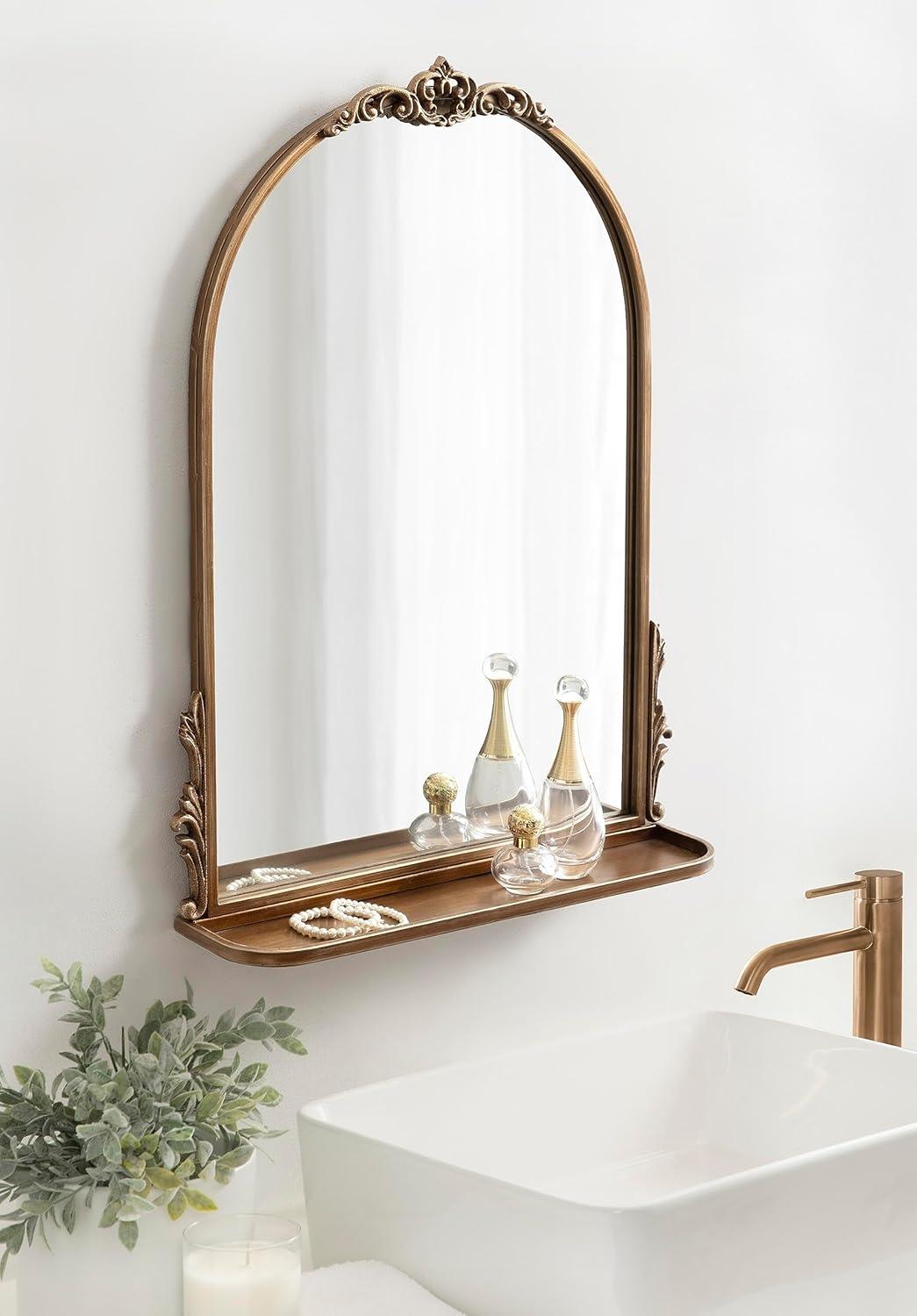 Kate & Laurel All Things Decor Myrcelle Arched Wall Mirror with Shelf