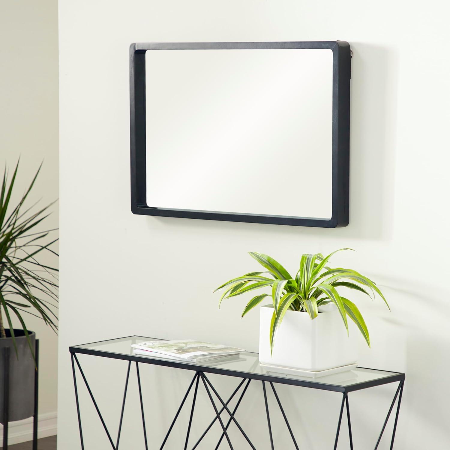 36" x 36" Contemporary Wood Rectangle Wall Mirror Black - Olivia & May: Medium-Sized, MDF Frame, No Assembly Required