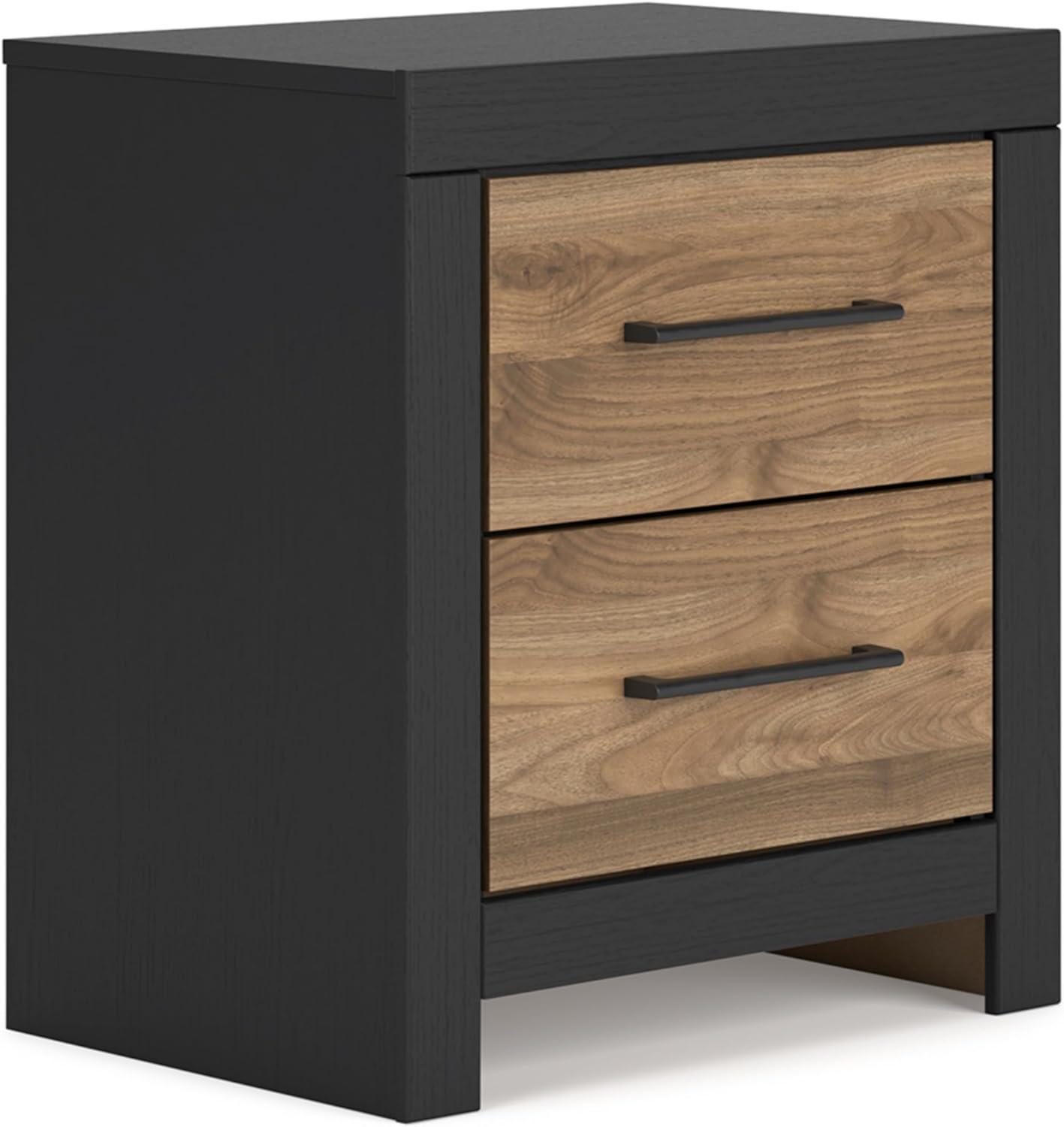 Signature Design by Ashley Vertani Nightstand with USB Charging Ports, Black/Honey Brown