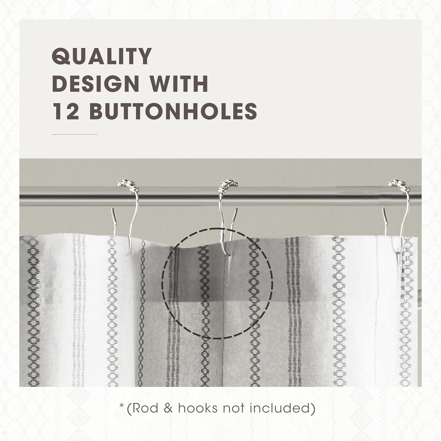 INK+IVY Imani 100% Cotton Printed Shower Curtain with Chenille