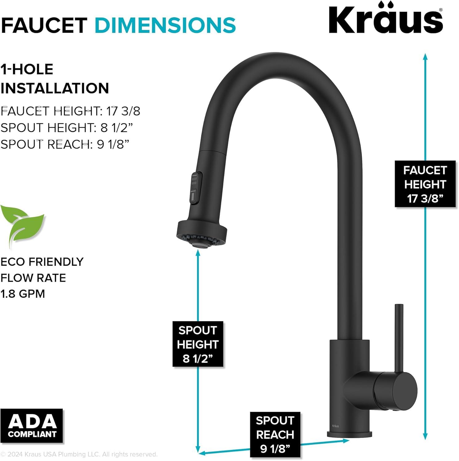 KRAUS Bolden 2-Function Single Handle Pull Down Kitchen Faucet