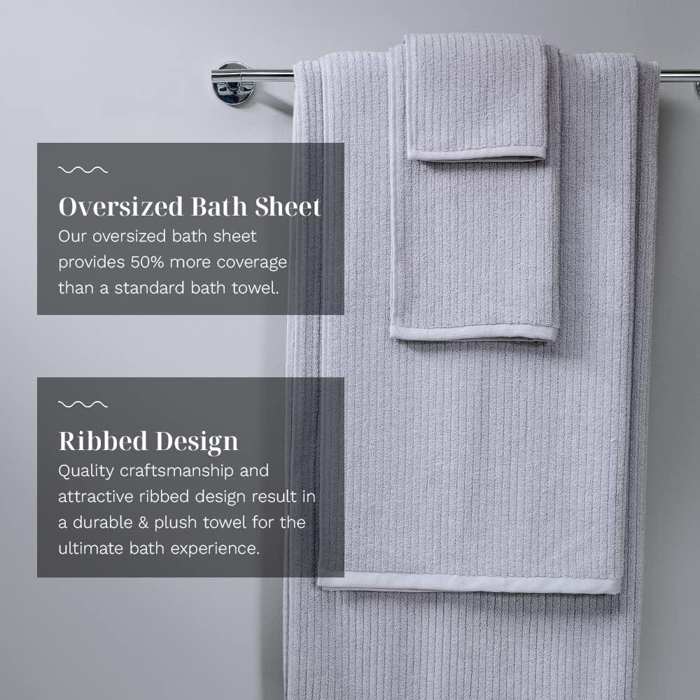 Pebble Gray 6-Piece Cotton Microfiber Bath Towel Set