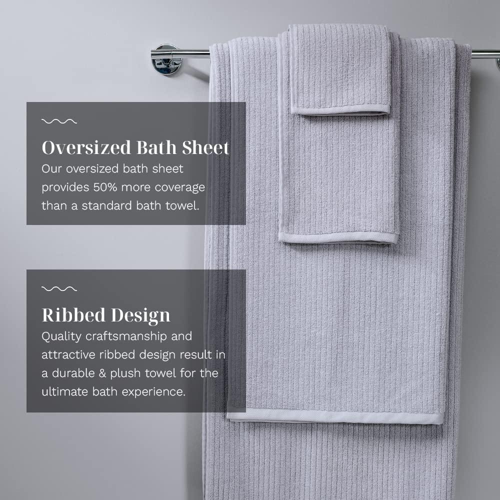 Pebble Gray 6-Piece Cotton Microfiber Bath Towel Set