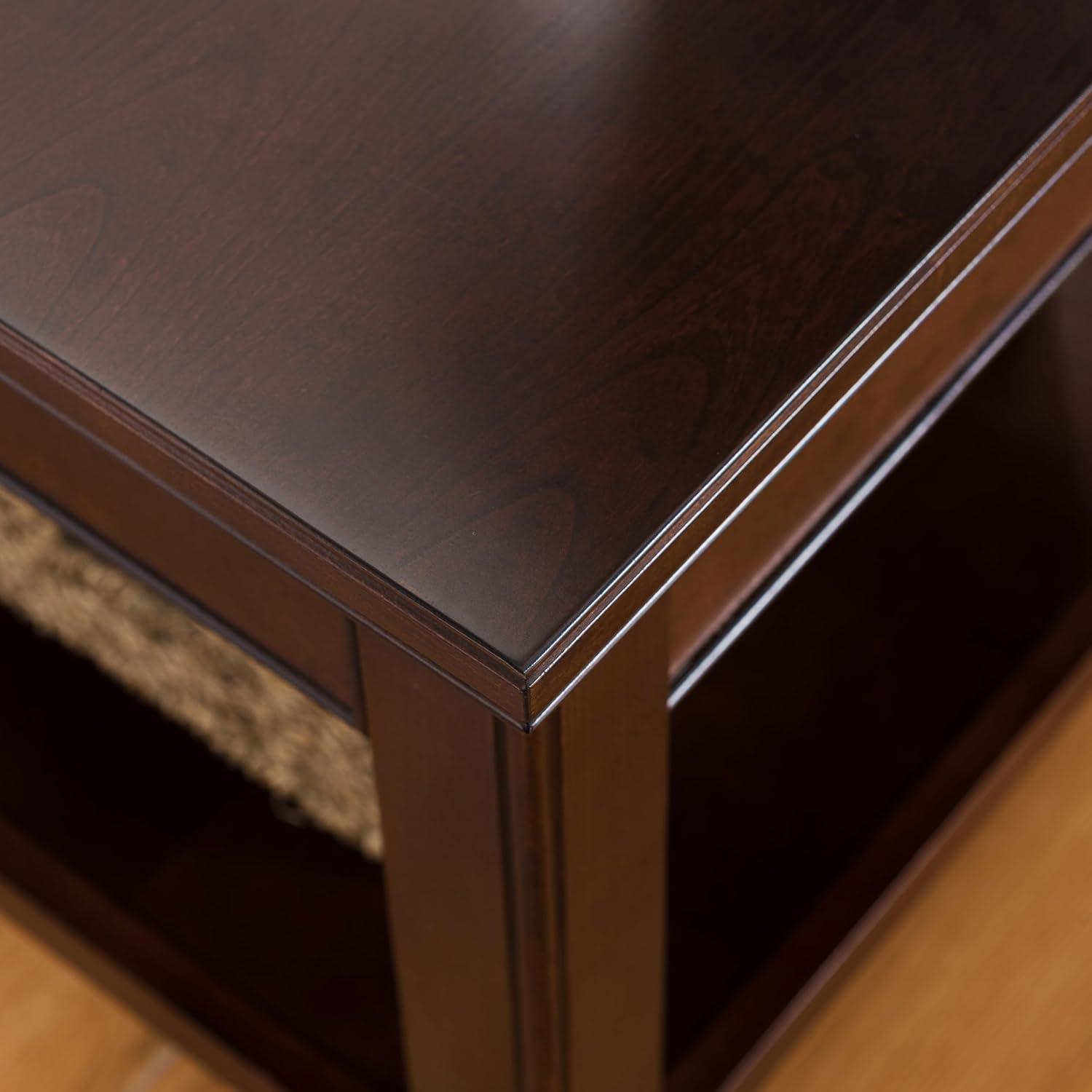 Laurent Drawer Chairside Table Chocolate Cherry Finish - Leick Home: Solid Wood, Beaded Edge, Ball Bearing Glides