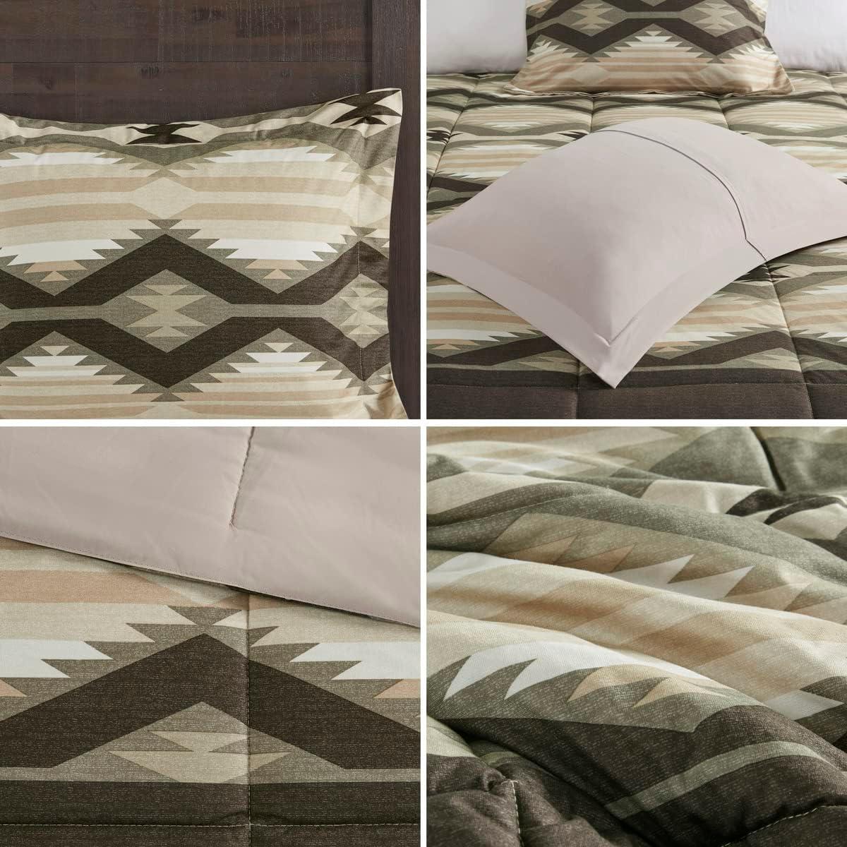 Woolrich Full/Queen Down Alternative Comforter Set with Decor Pillow 4-Piece Ultra Soft Southwestern Bedding Set, Brown Southwestern print