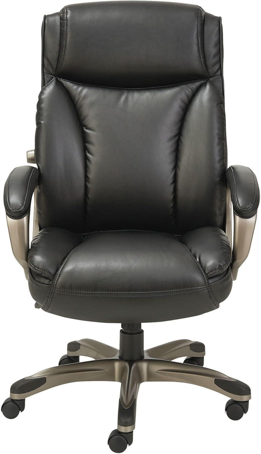 Black High Back Executive Leather Office Chair with Plastic Base