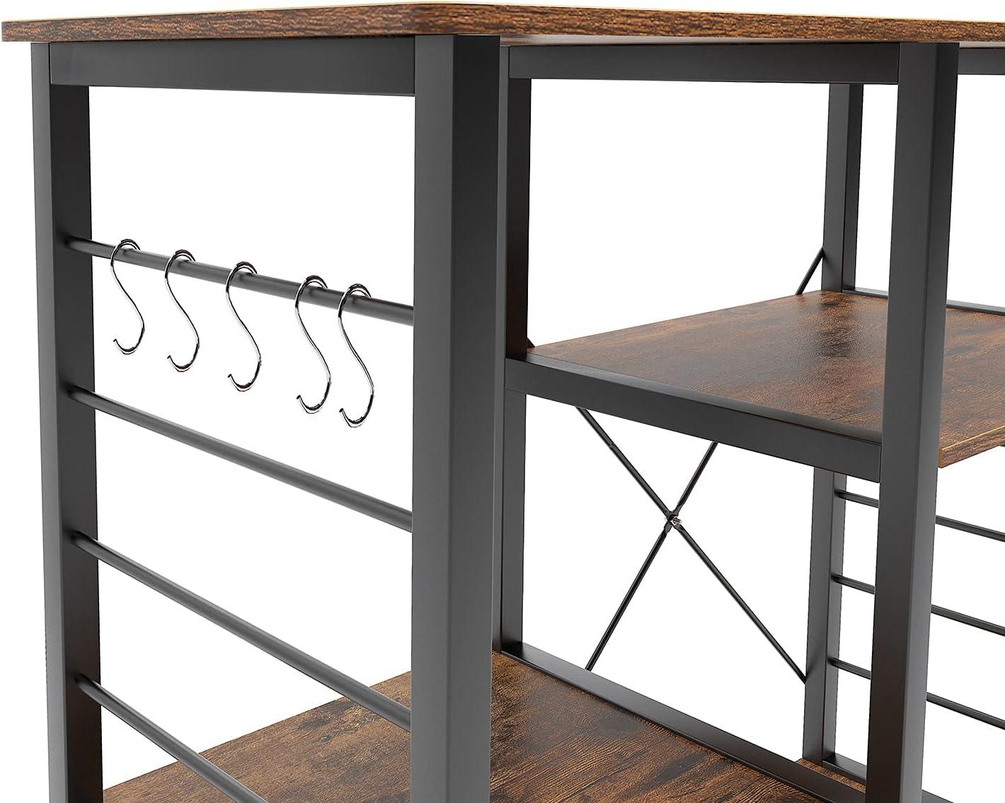 Modern Black and Brown 3-Tier Kitchen Utility Storage Rack