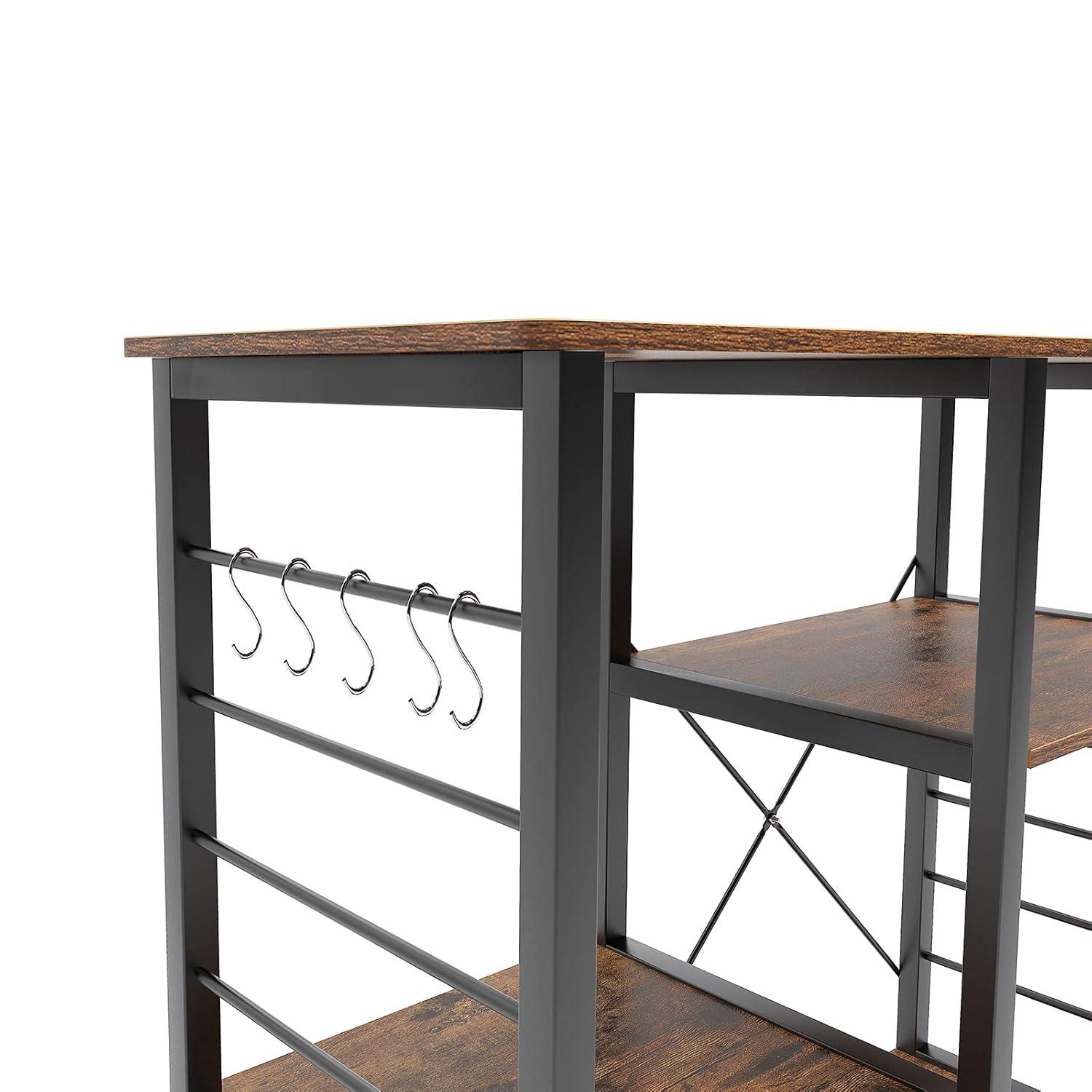 DlandHome Microwave Cart Stand 35.4 inches, Kitchen Baker's Rack Utility Storage Shelf Microwave Stand 3-Tier x 3-Tier for Spice Rack Organizer Workstation Shelf, Vintage