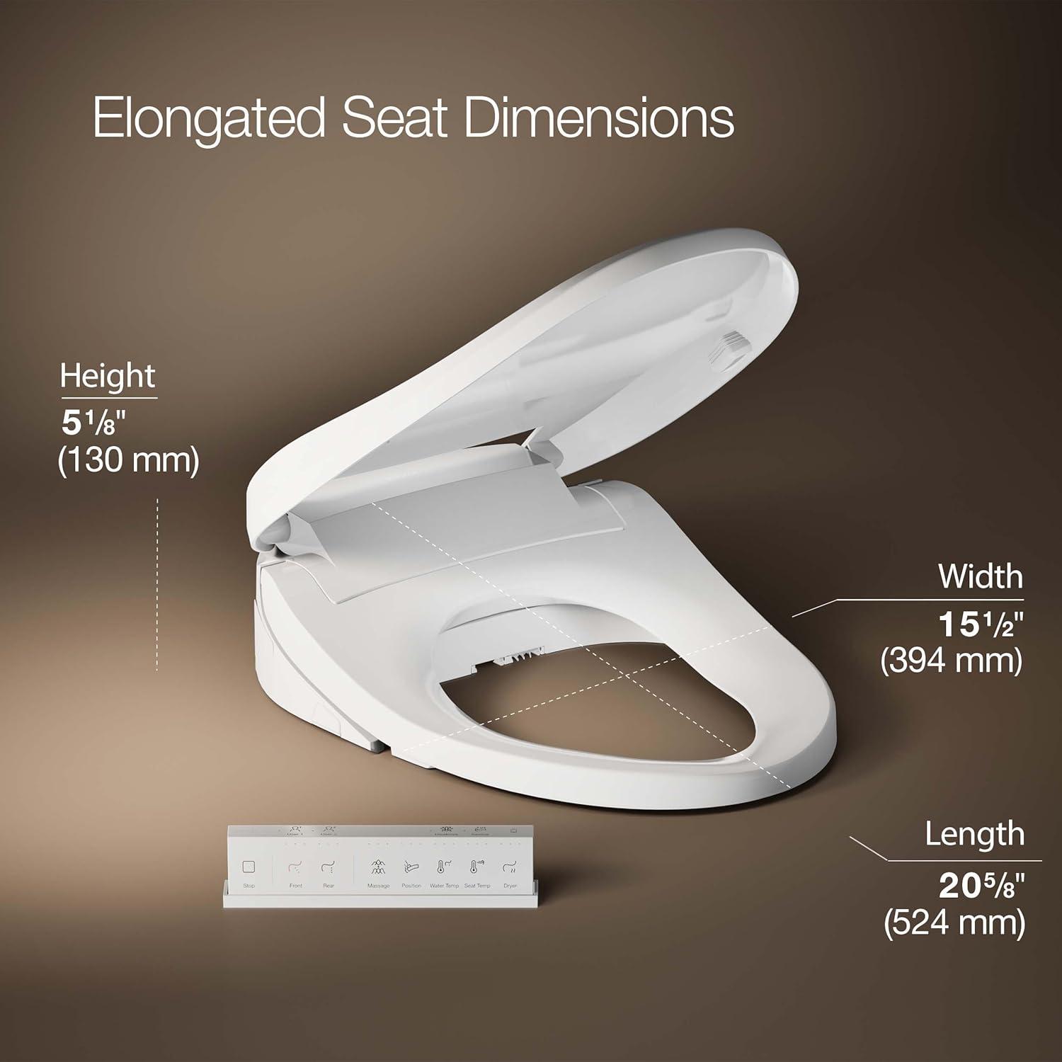 Kohler Purewash E580 Elongated Bidet Toilet Seat K-32330-0