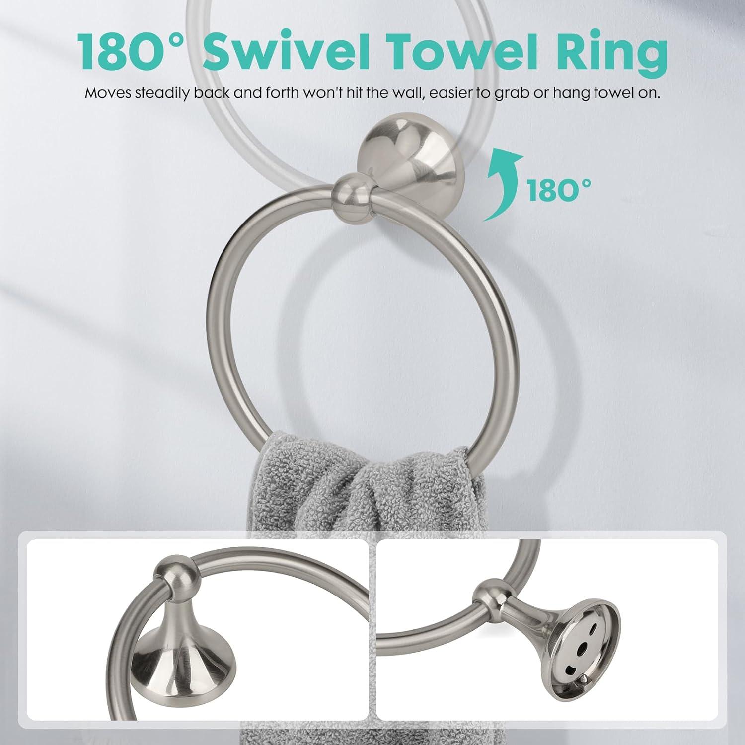 4-Piece Bathroom Hardware Accessory Set With 24" Towel Bar (Chrome Finish)