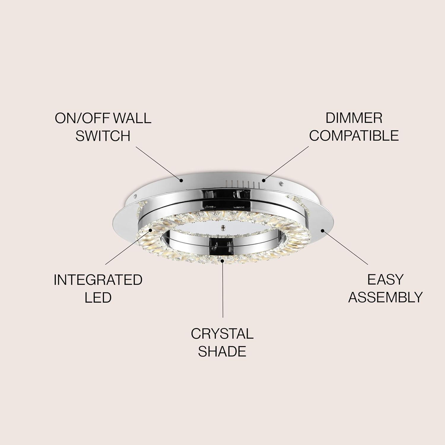 JONATHAN Y Cristal Integrated Iron/Crystal Glam LED Flush Mount