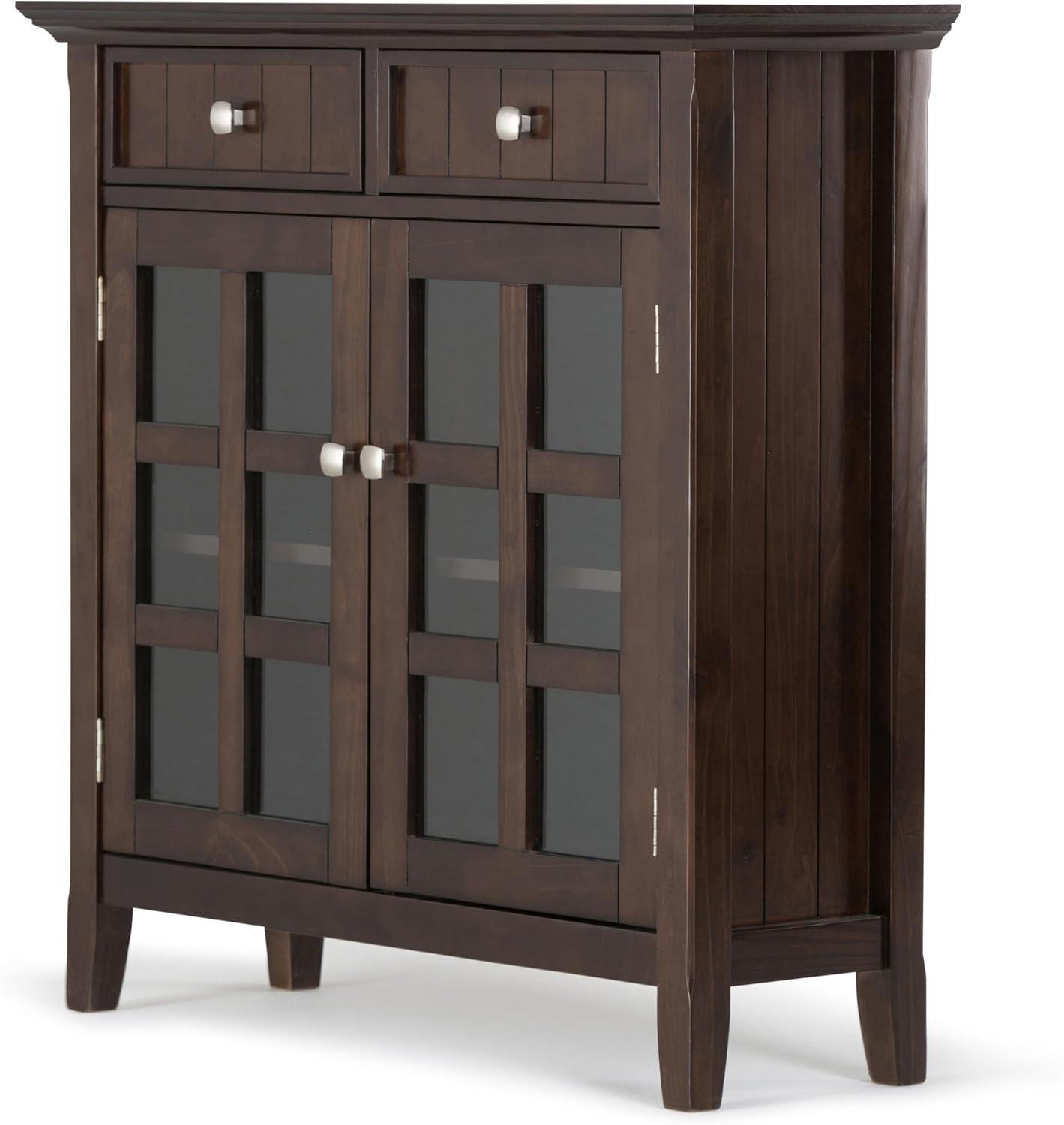 Simpli Home Acadian Solid Wood Entryway Storage Cabinet In Brunette Brown