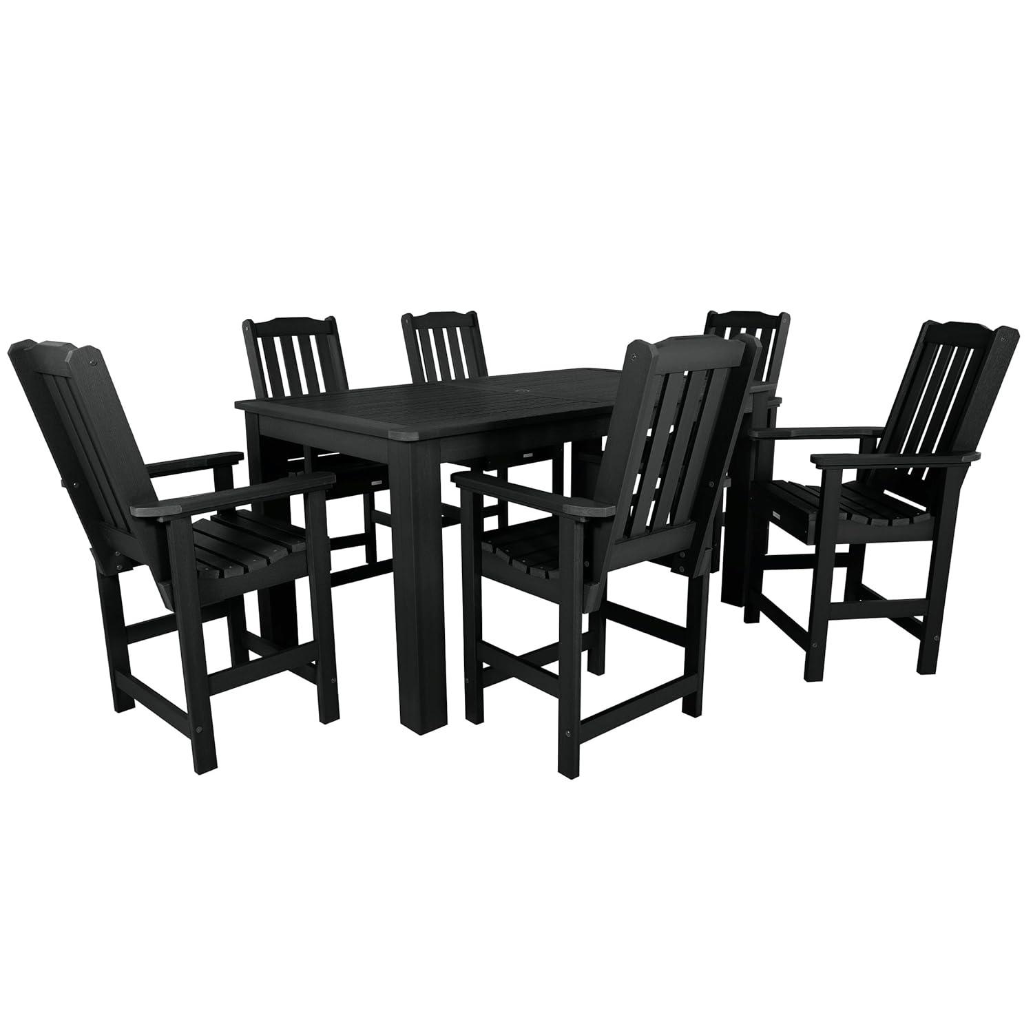 Highwood 7-pc Lehigh Dining Set - 42" x 72" Rectangle Table, Counter Height, Outdoor, Eco-friendly, Synthetic Wood