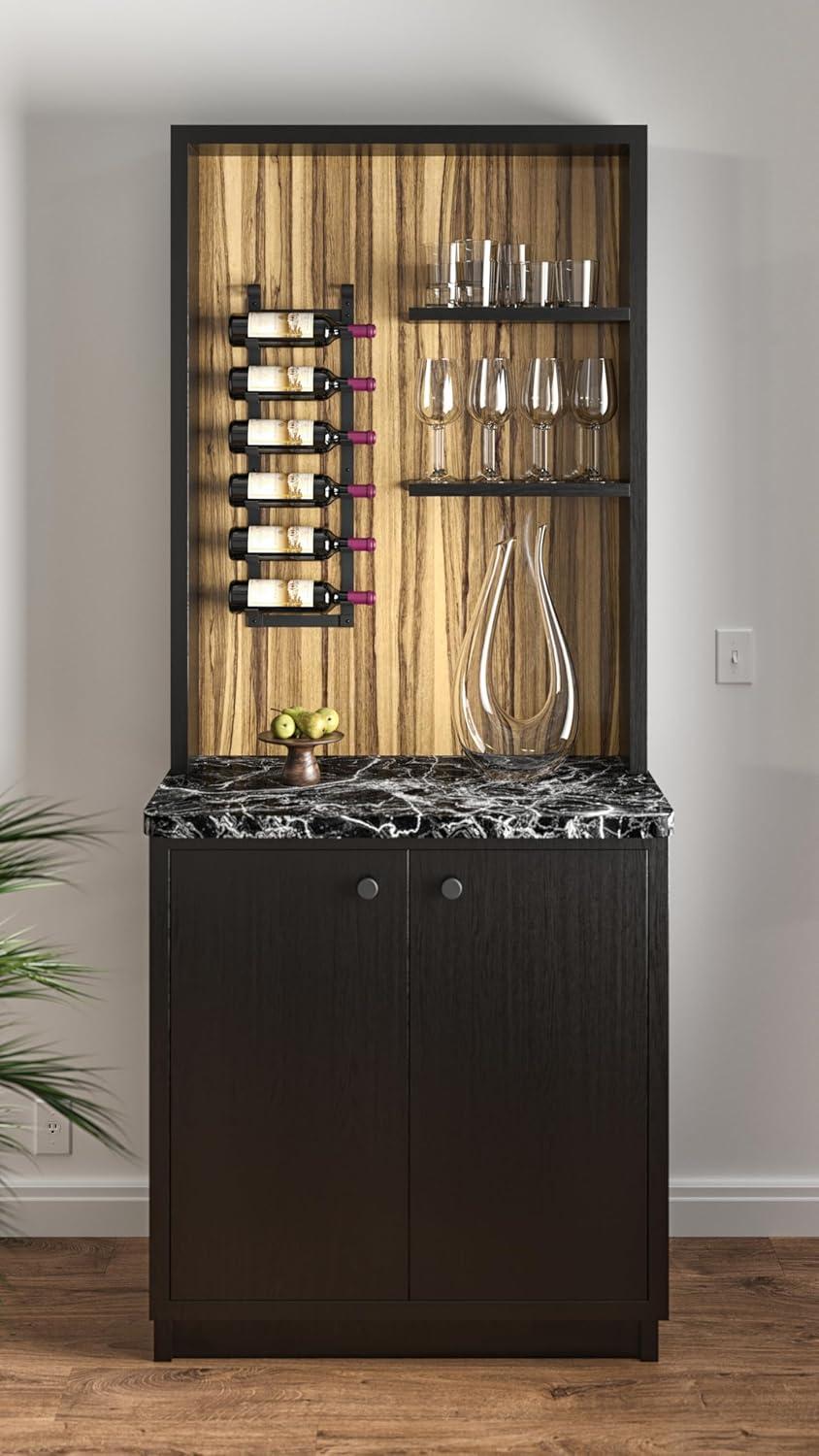 VintageView Le Rustique 6 Bottle Wall Mounted Wine Rack Stylish Modern Wine Storage with Label Forward Design (Matte Black, Set of 1)