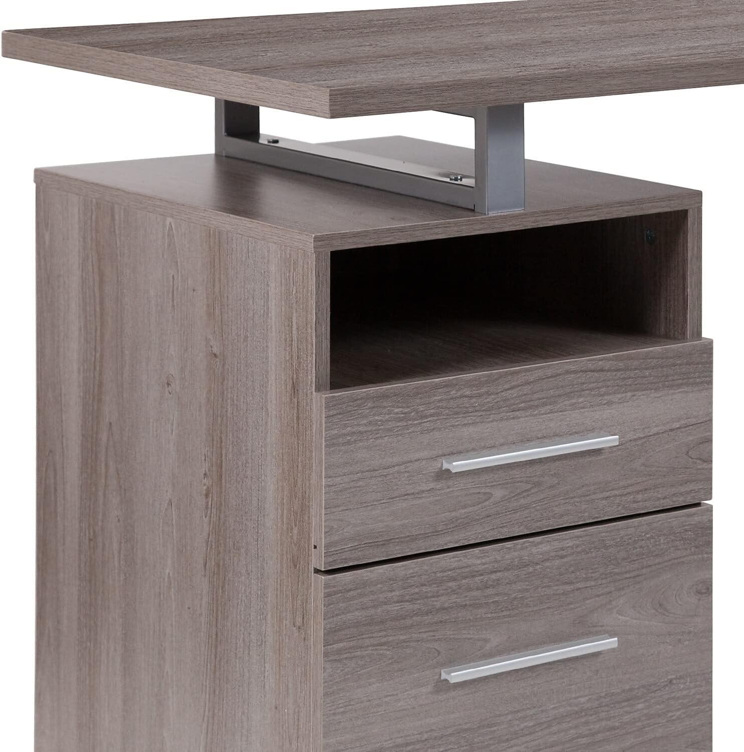 Flash Furniture Harwood Desk with Two Drawers and Metal Frame