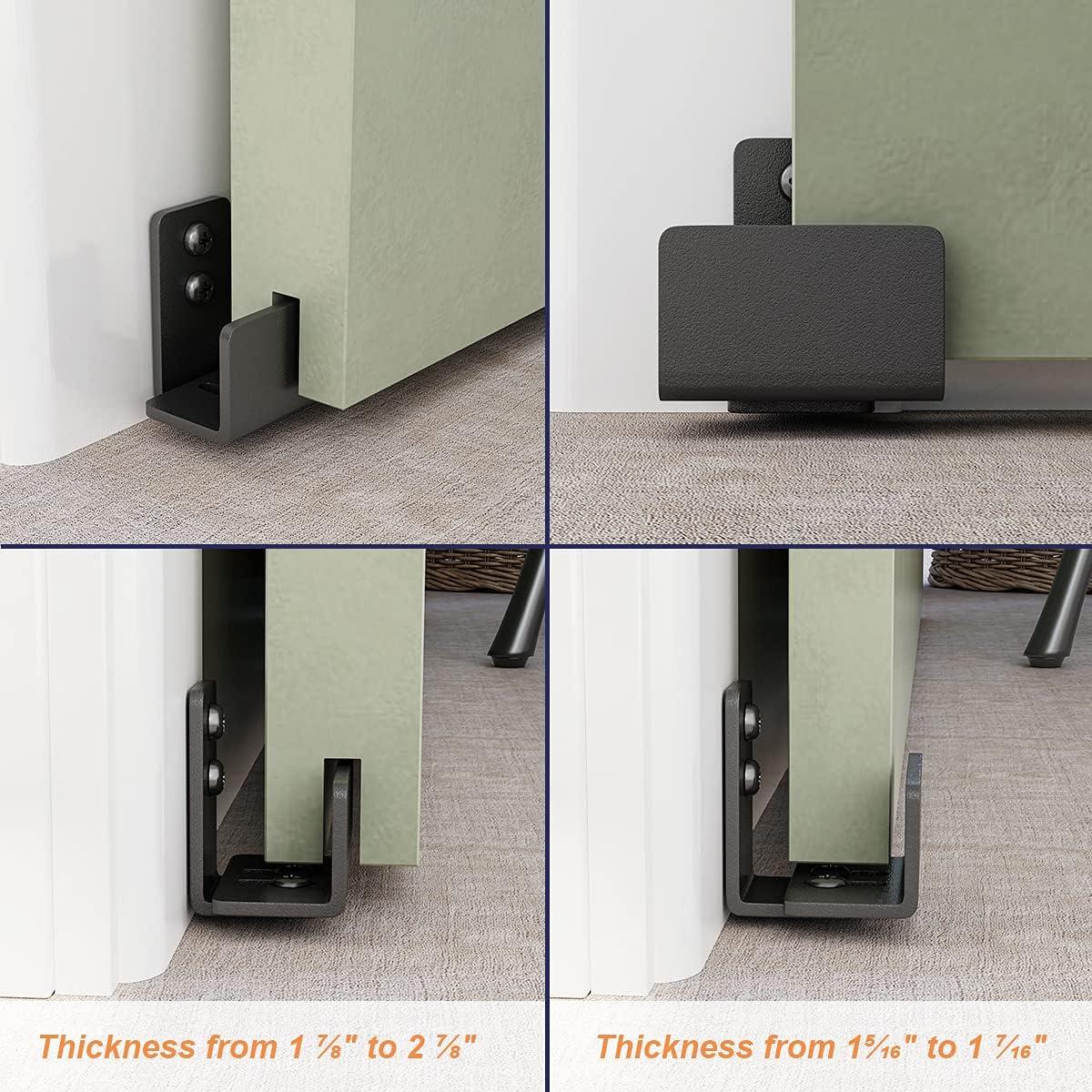 SMARTSTANDARD Adjustable U Shape Barn Door Floor Guide, Wall Mounted Flexible Flush Bottom Guide, Sturdy Steel Material, Black
