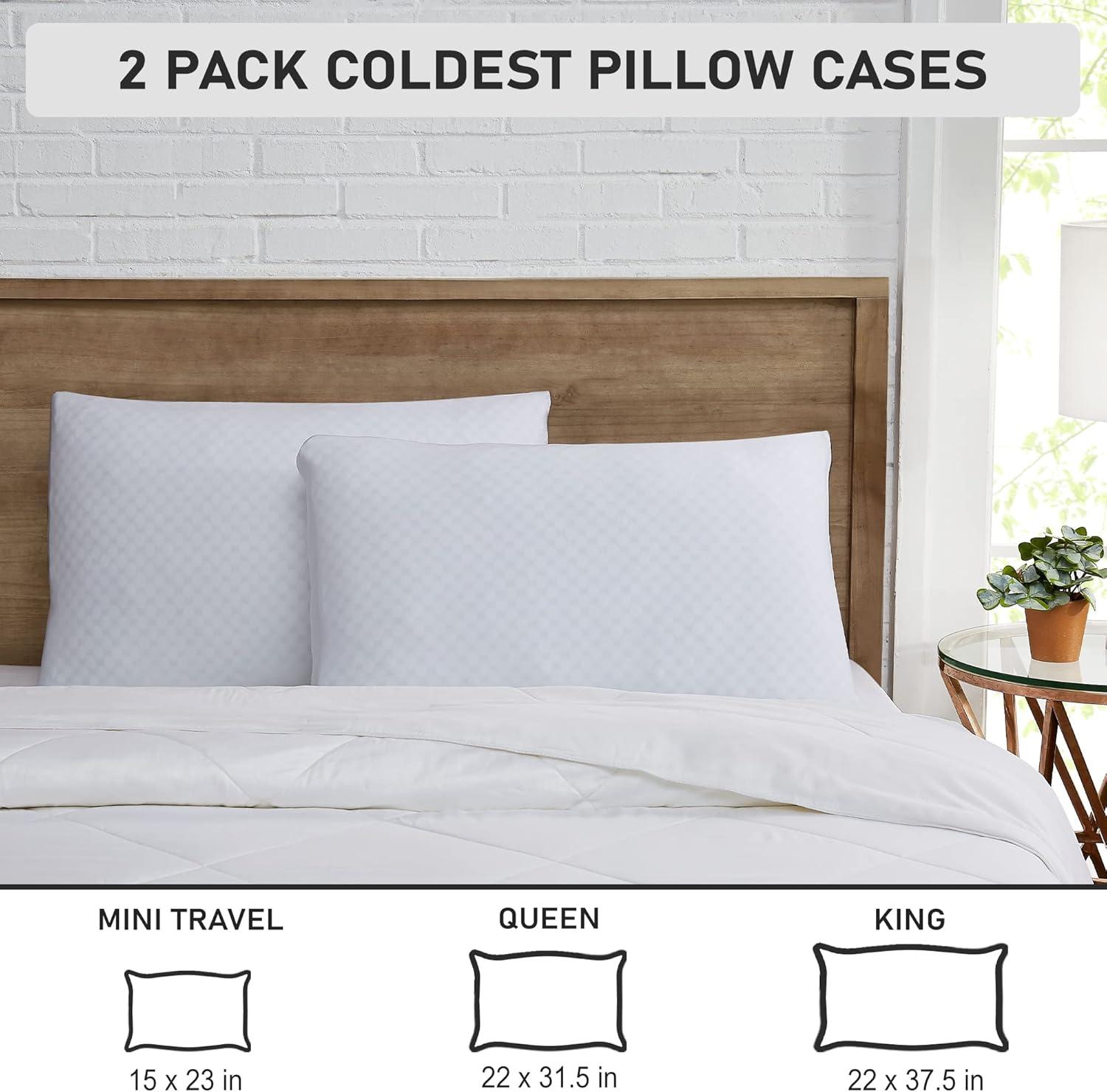 Coldest Bamboo King Pillowcases- Washable Cover Best for Breathable Cool Sleep Relief While Sleeping -Premium (Travel, White)