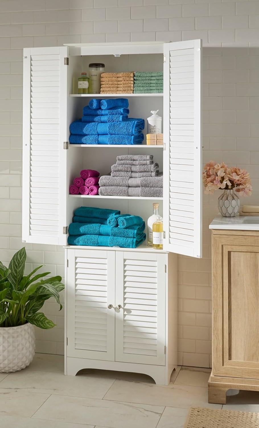 BrylaneHome Louvre Linen Cabinet - White
