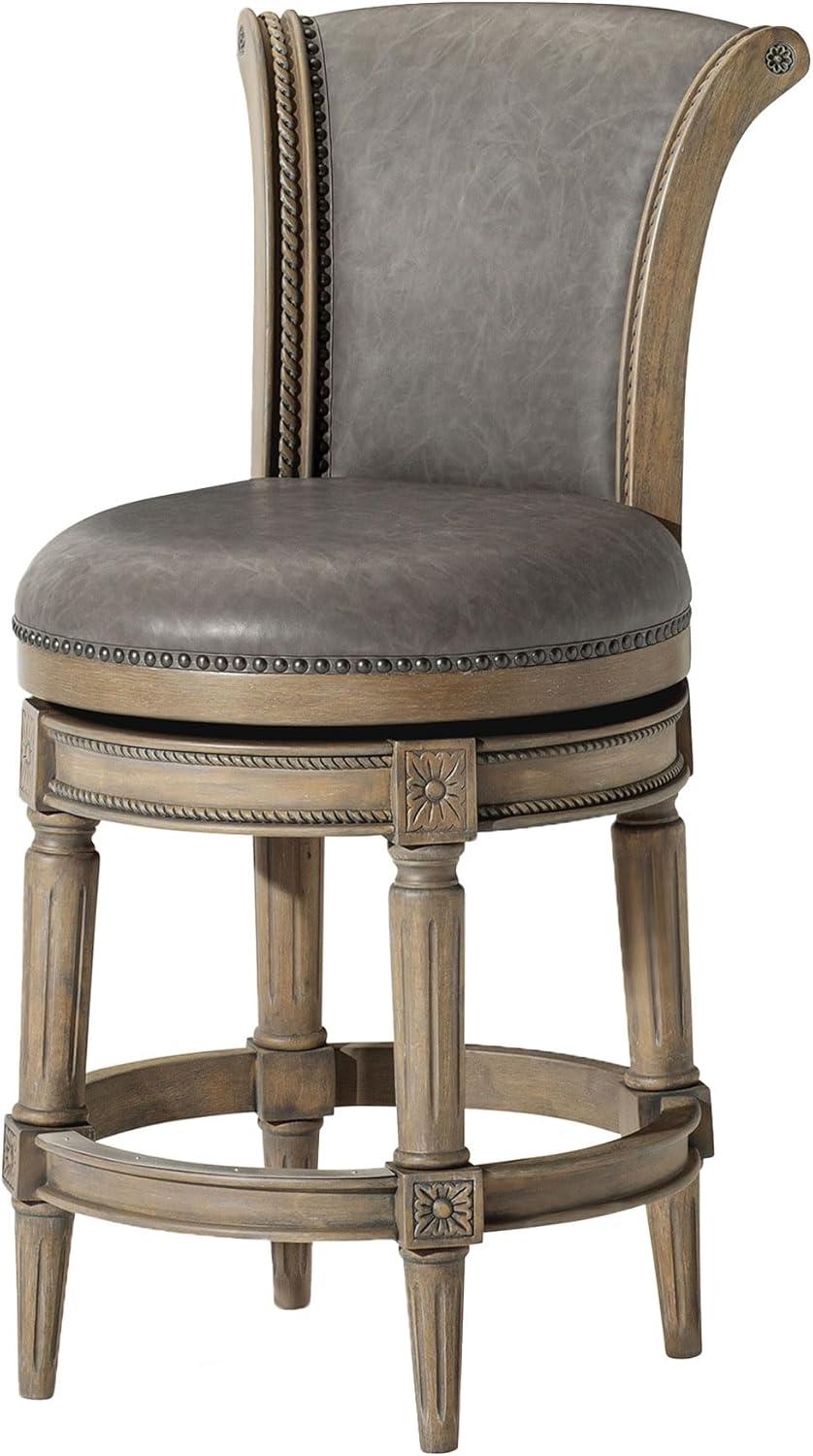 Maven Lane Pullman Counter Stool in Reclaimed Oak Finish w/ Ronan Stone Vegan Leather