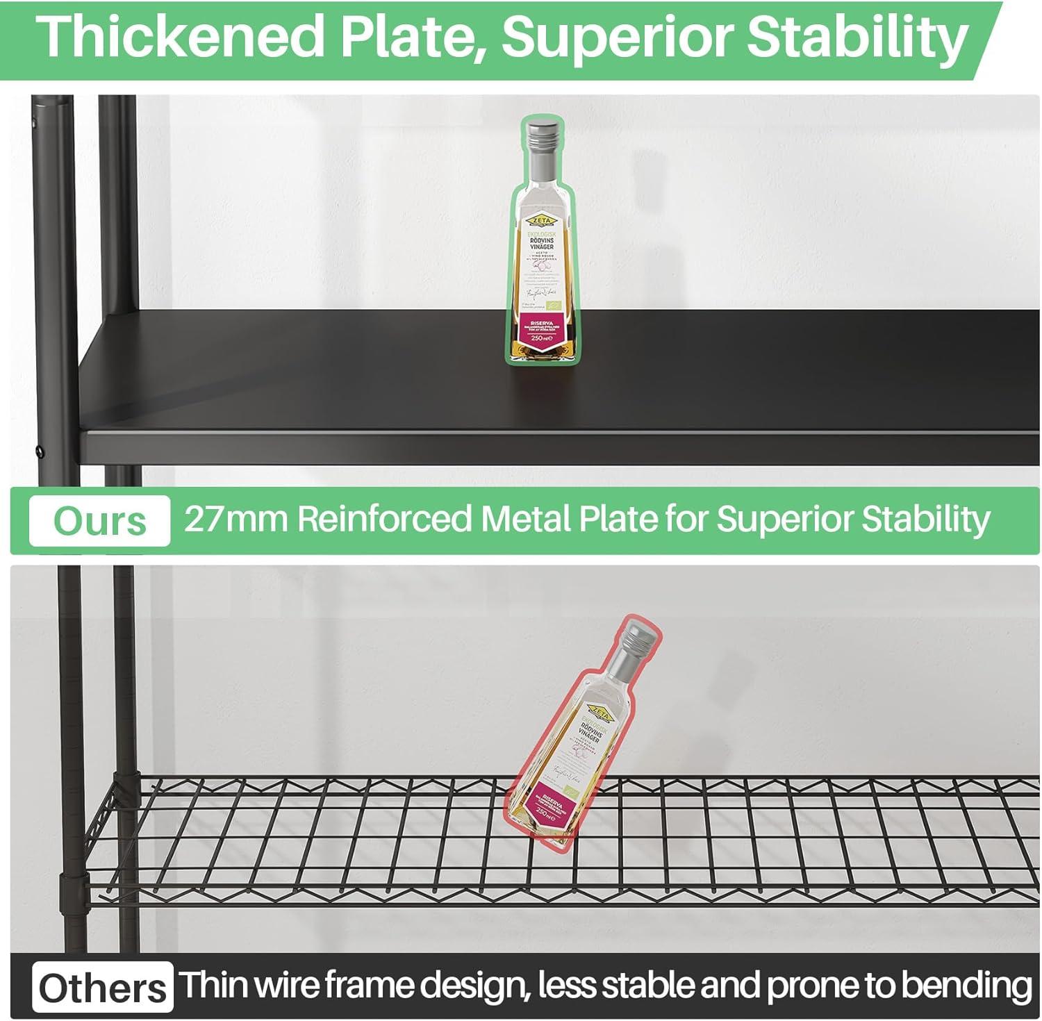 Metal Shelving for Storage, 5 Tier Adjustable Kitchen Storage Shelves with Wheels, Shelving Unit Bookshelf Utility Shelf Metal Storage Rack for Garage Pantry Closet Laundry, 35.8"x13"x59.65"
