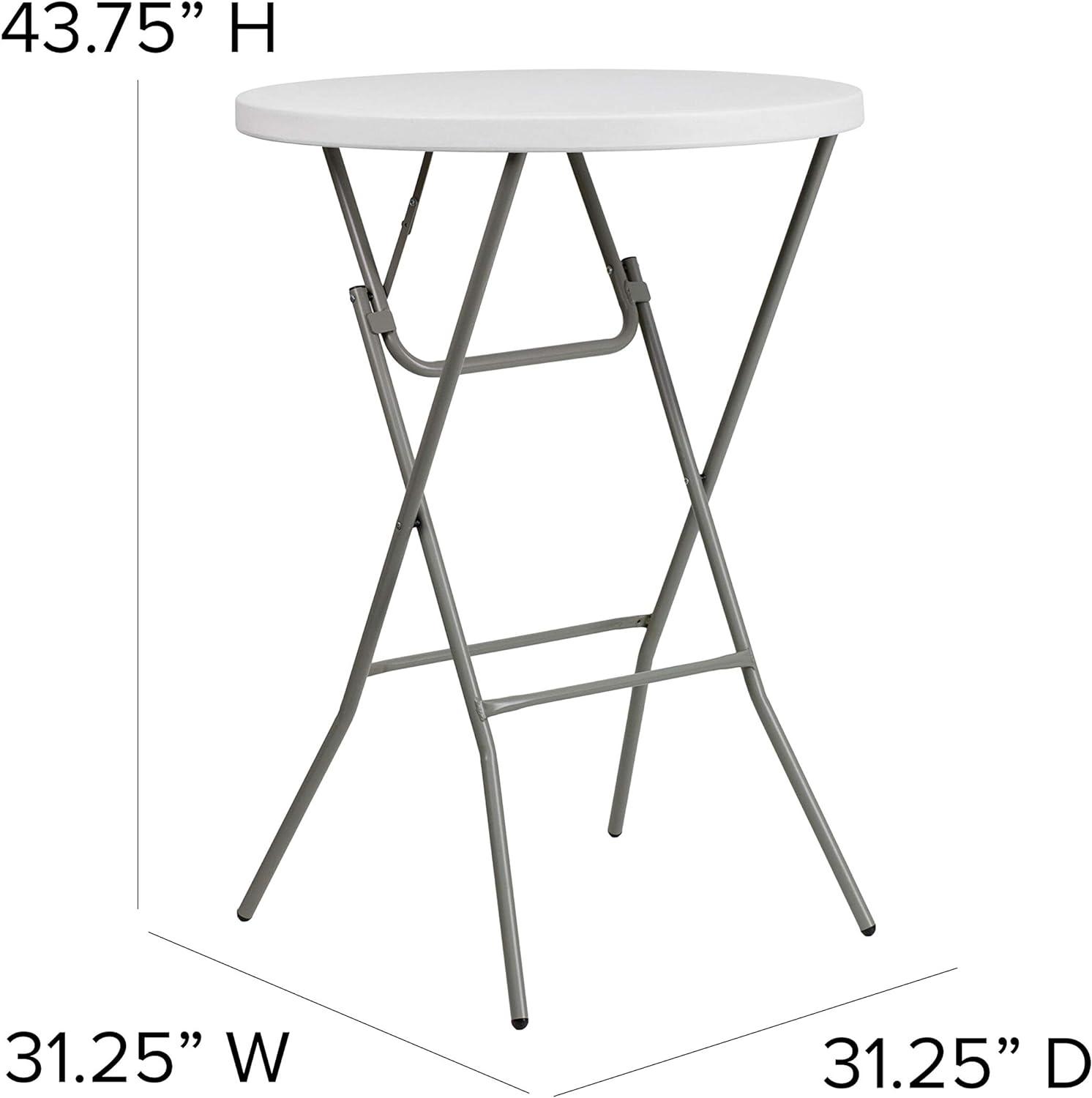 Emma and Oliver 2.6-Foot Round Granite White Plastic Bar Height Folding Event Table