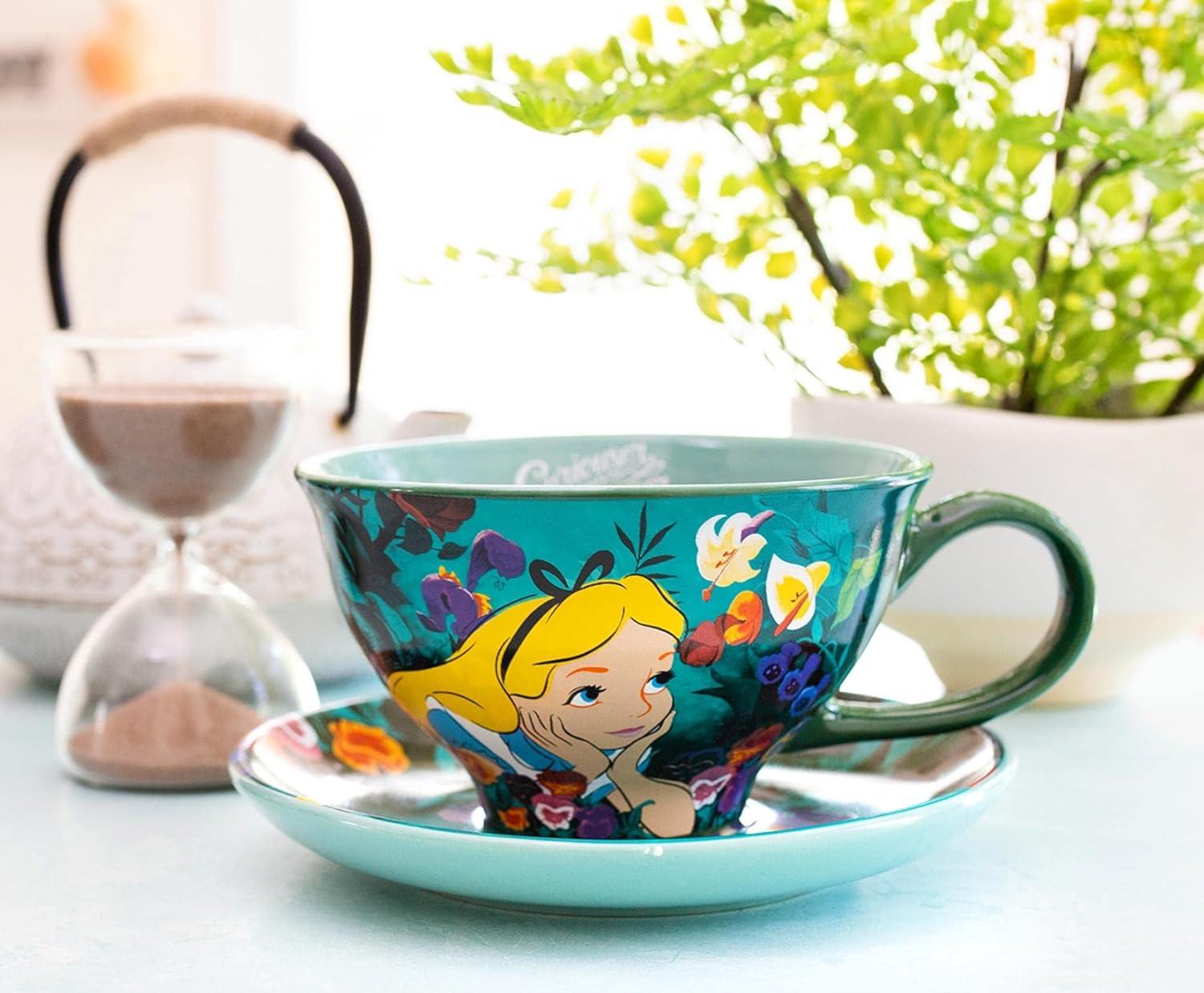 Silver Buffalo Disney Alice In Wonderland Ceramic Teacup and Saucer Set | SDCC 2022 Exclusive