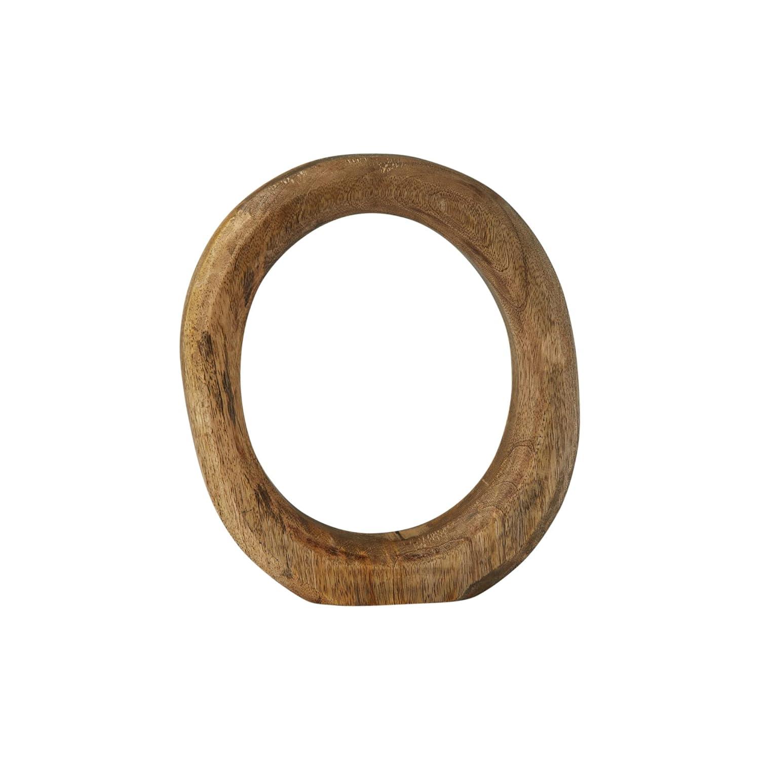 Creative Co-Op Modern Decorative Carved Wood Standing Circle, Natural
