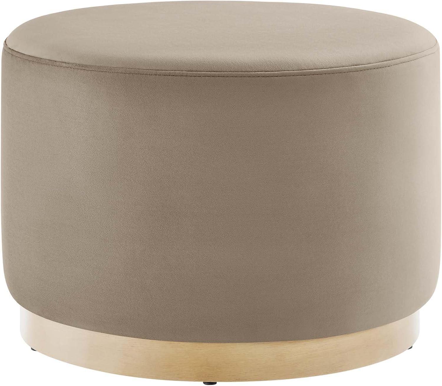 Modway Tilden Large 23" Round Performance Velvet Upholstered Ottoman in Taupe Natural