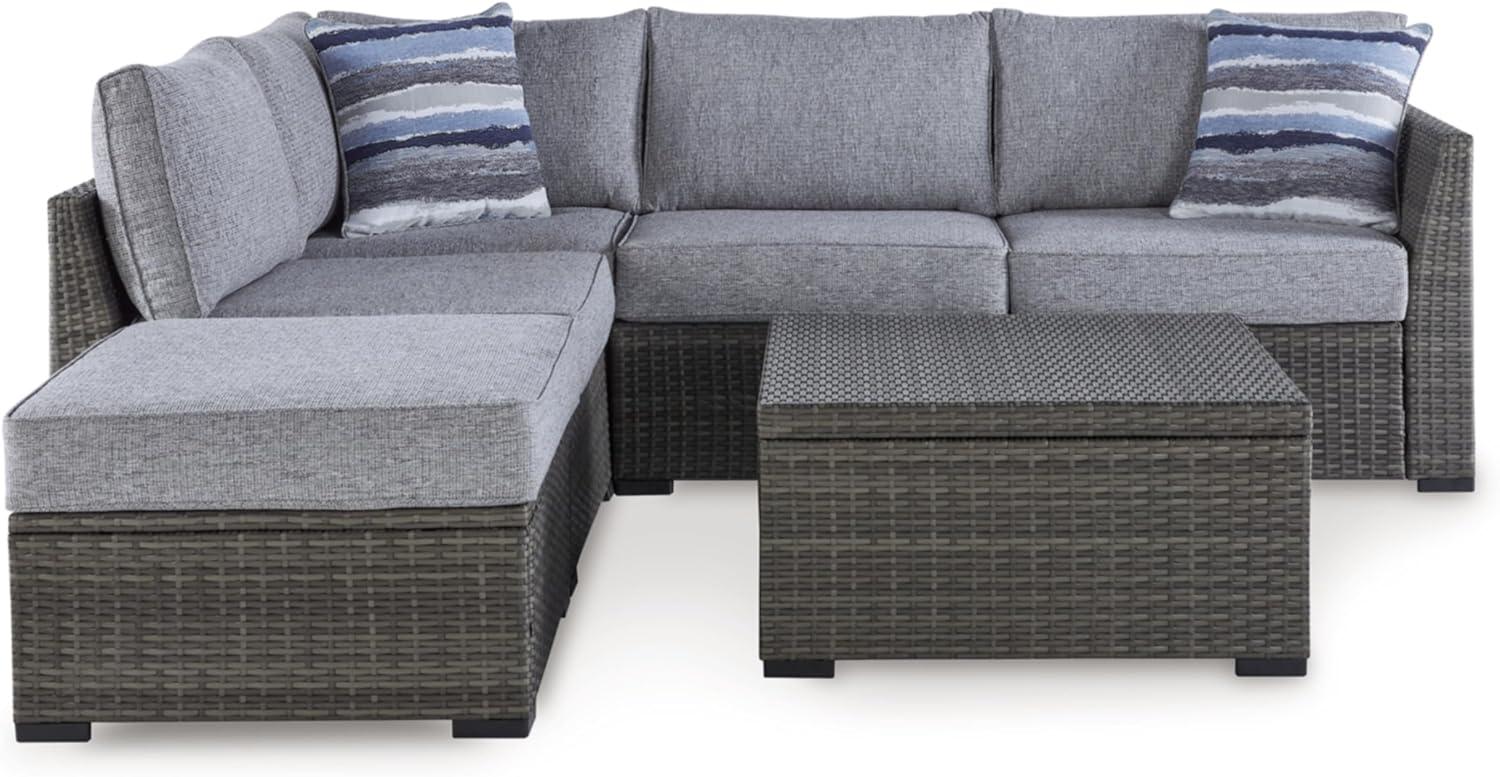 Ashley Furniture Petal Road Gray Outdoor Sectional/Ottoman/Table Set - Set of 4