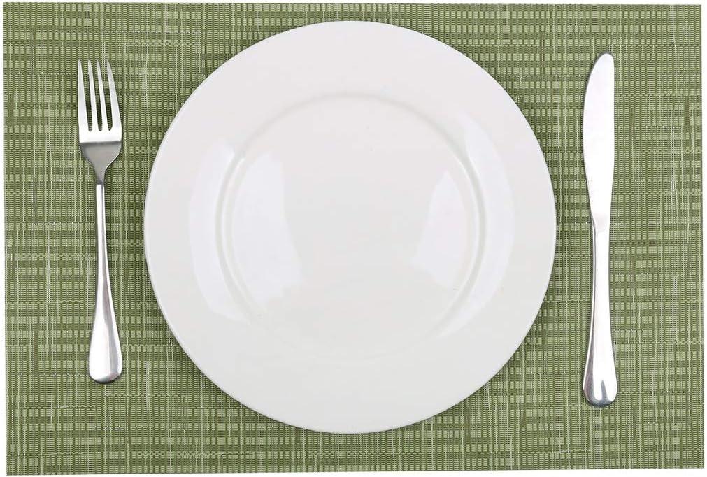 DII PVC Tweed Placemat Set 6 Piece, Fig Green, 13x17.25"
