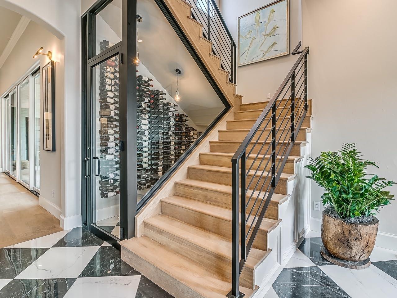 Brushed Nickel Double Deep Wall Mounted Wine Rack for 36 Bottles