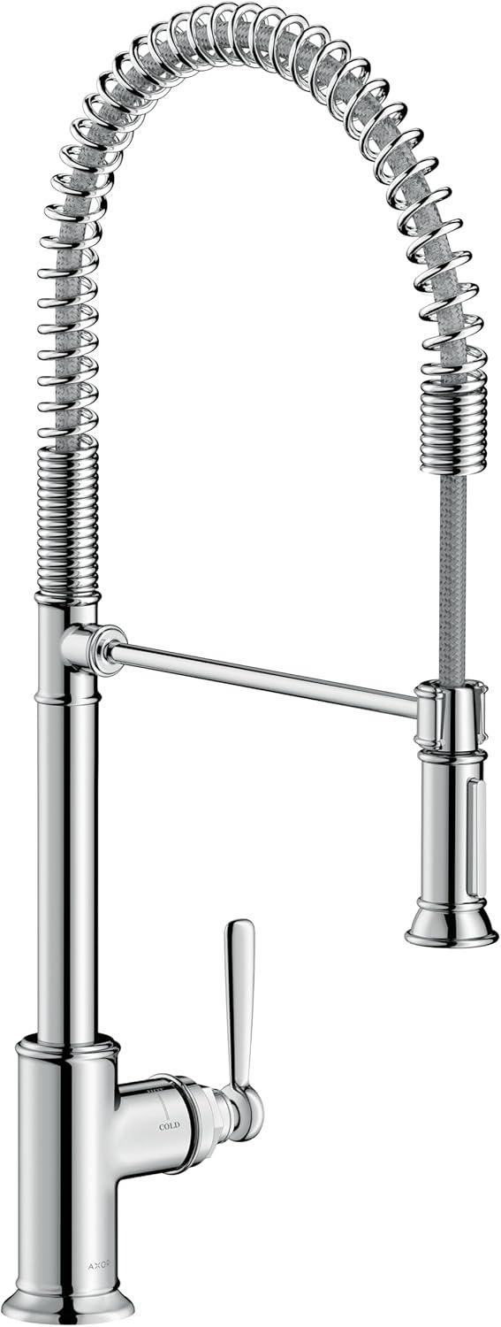 Chrome 24.5" Brass Traditional Kitchen Faucet with Pull-out Spray