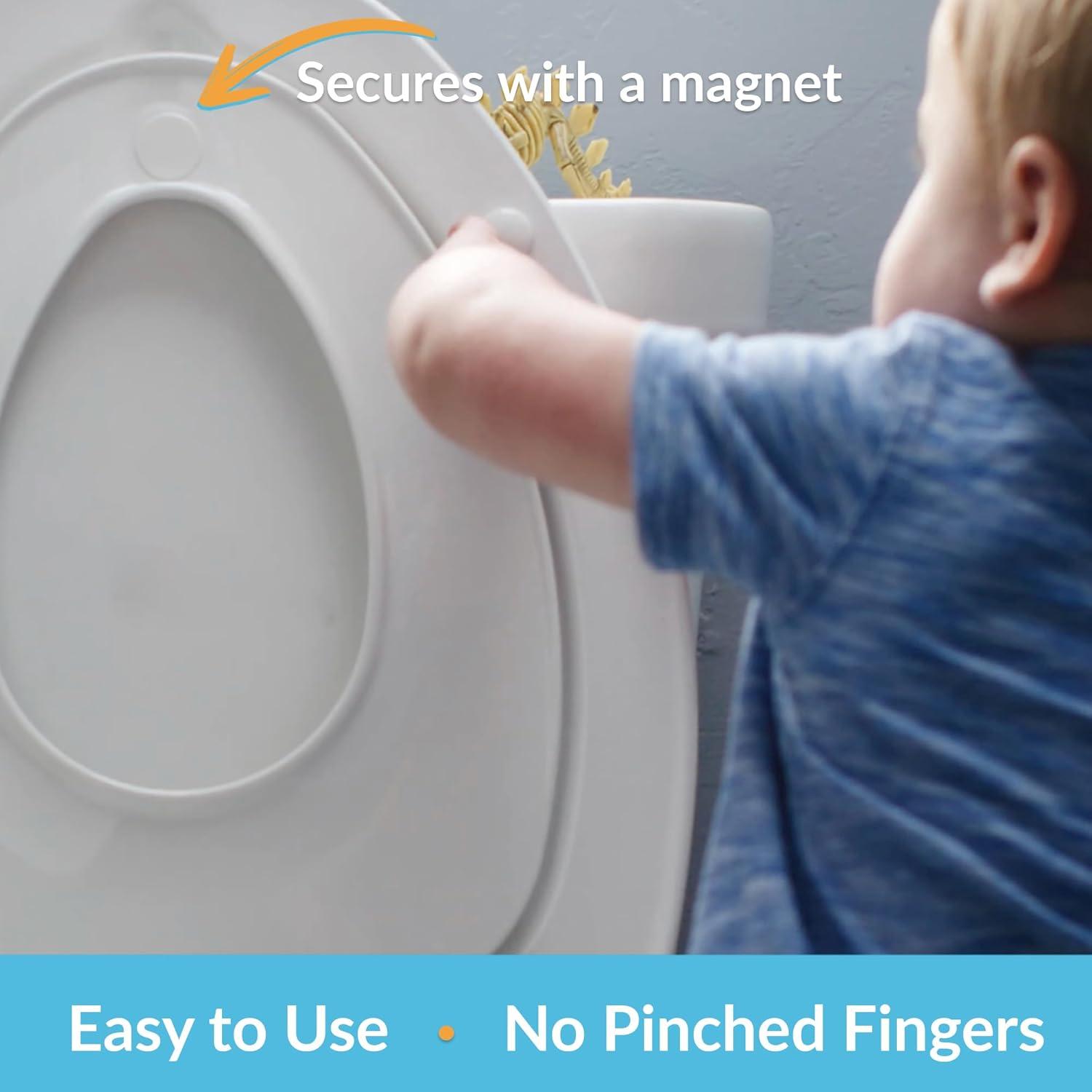 Mayfair NextStep2 Toilet Seat with Built-In Toddler Potty Training Seat, Slow Close, Easy Clean, Magnetic Removable Kids Seat, ELONGATED, Biscuit