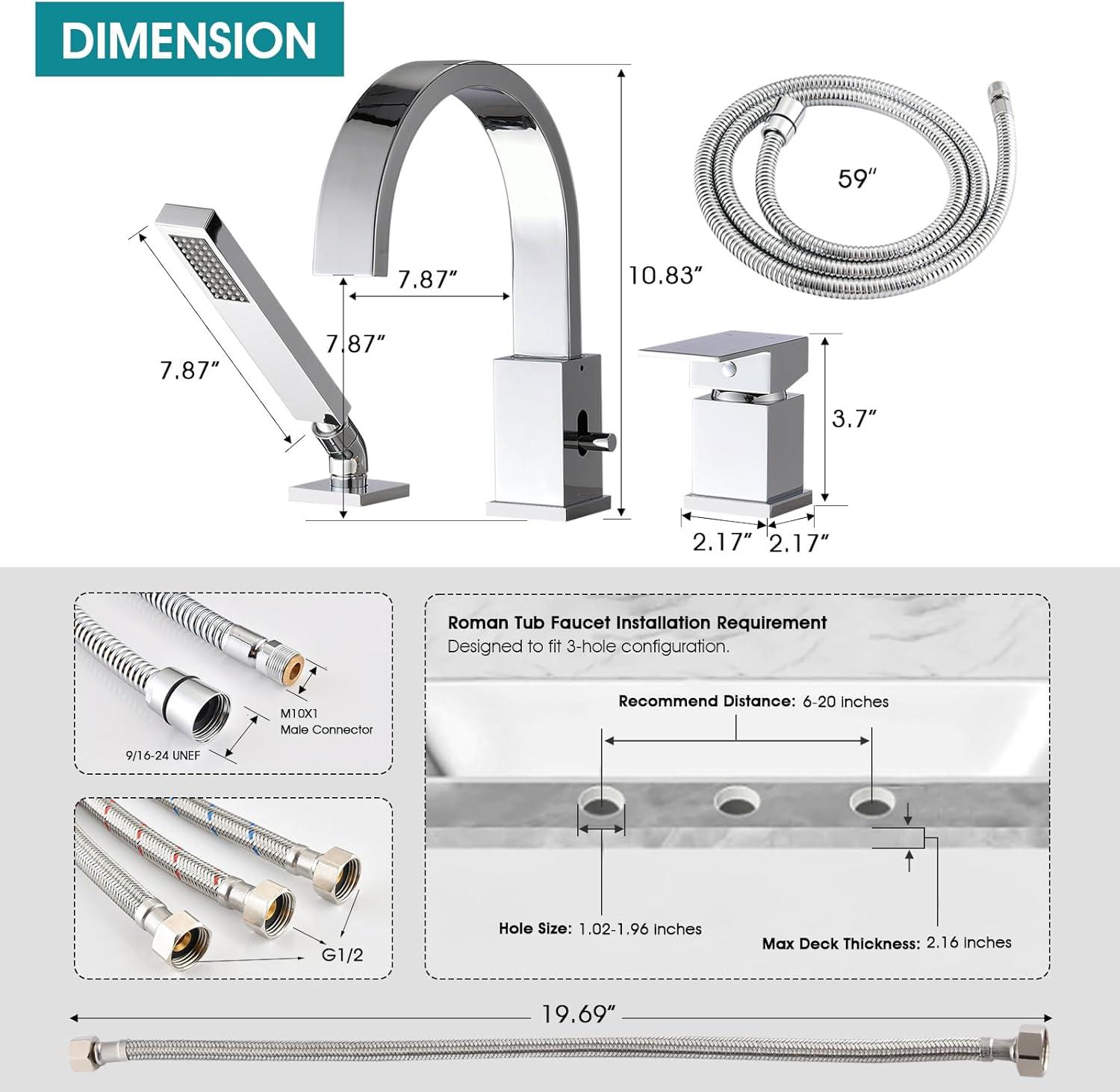 1 Handle Bathroom Roman Tub Faucet with Diverter