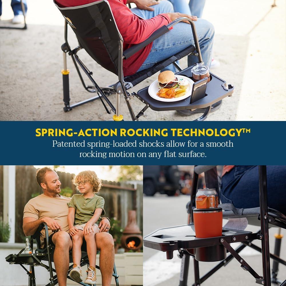 GCI Outdoor Freestyle Rocker XL with Side Table Oversized Rocking Camp Chair, Black
