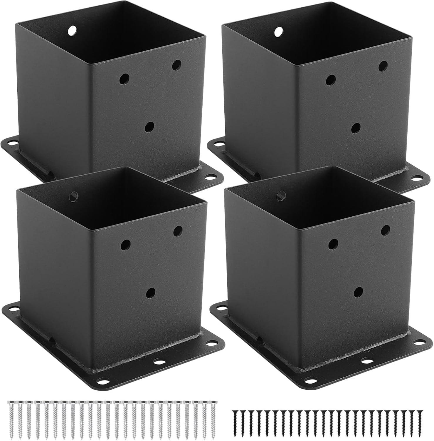 Heavy Duty Black Metal 4x4 Deck Post Base Brackets