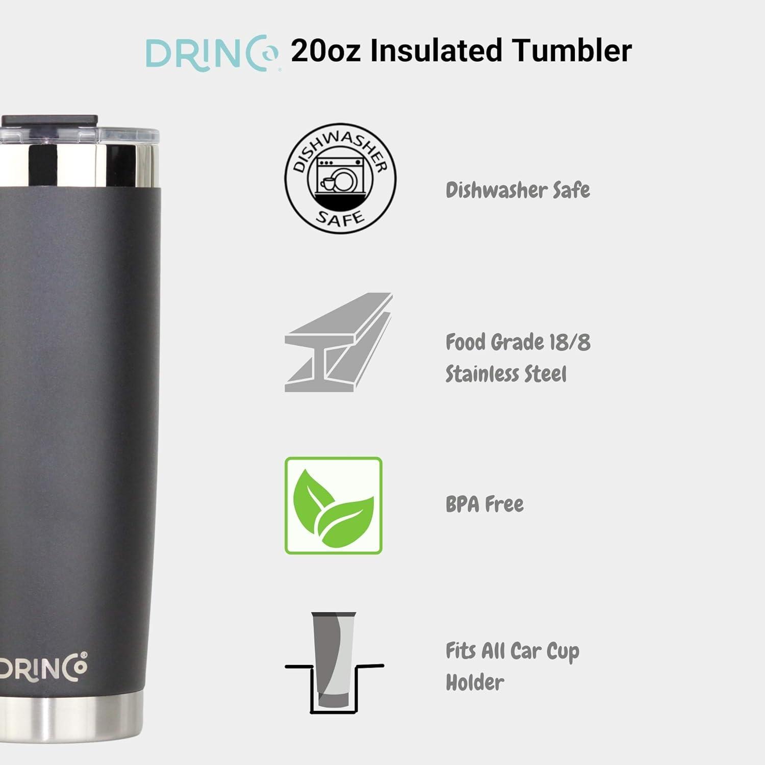 Drinco Drinco 20oz. Double Wall Insulated Stainless Steel Travel Tumbler
